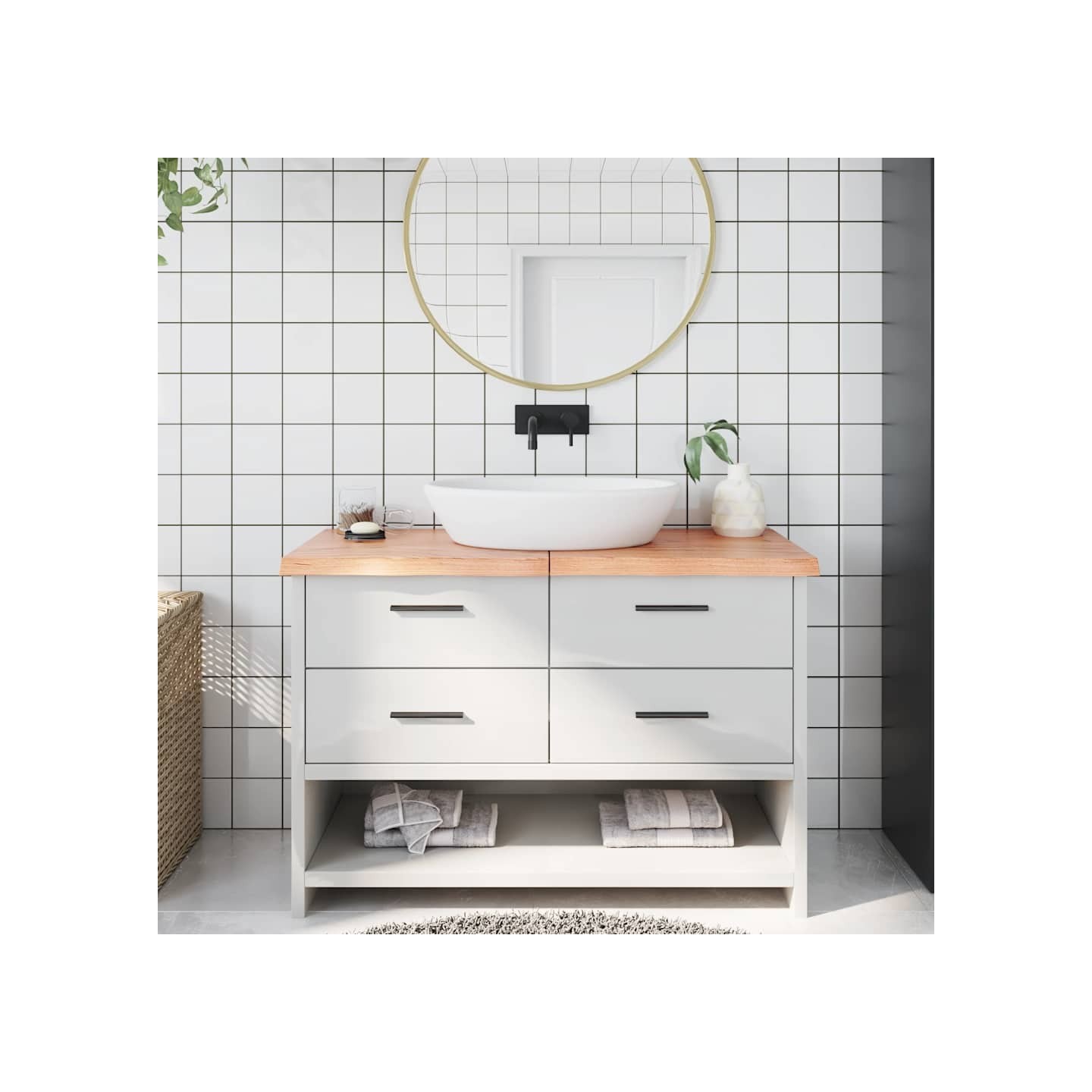 Comptoir de salle de bain marron 120x50x(2-4) cm bois traité