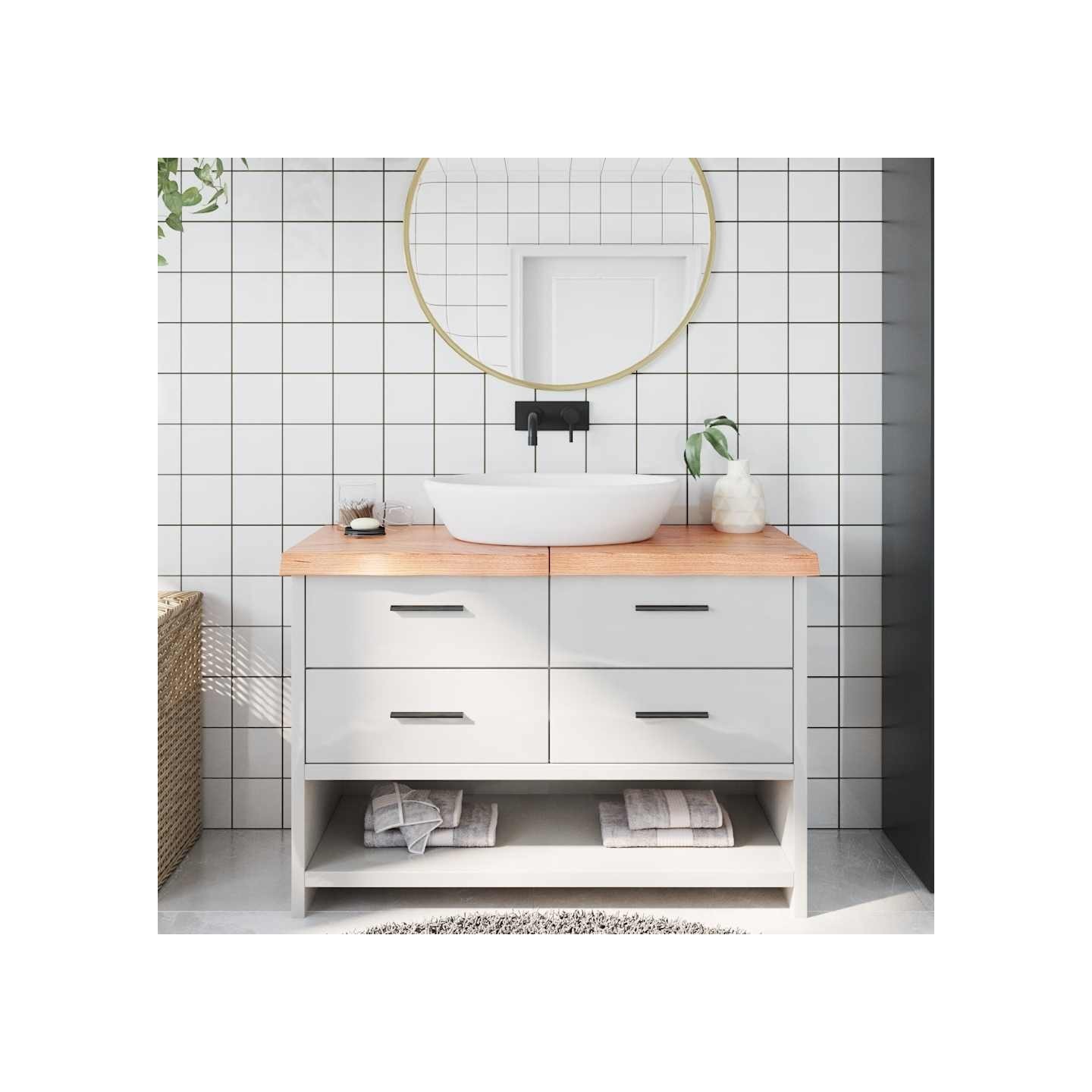 Comptoir de salle de bain marron 120x50x(2-6) cm bois traité