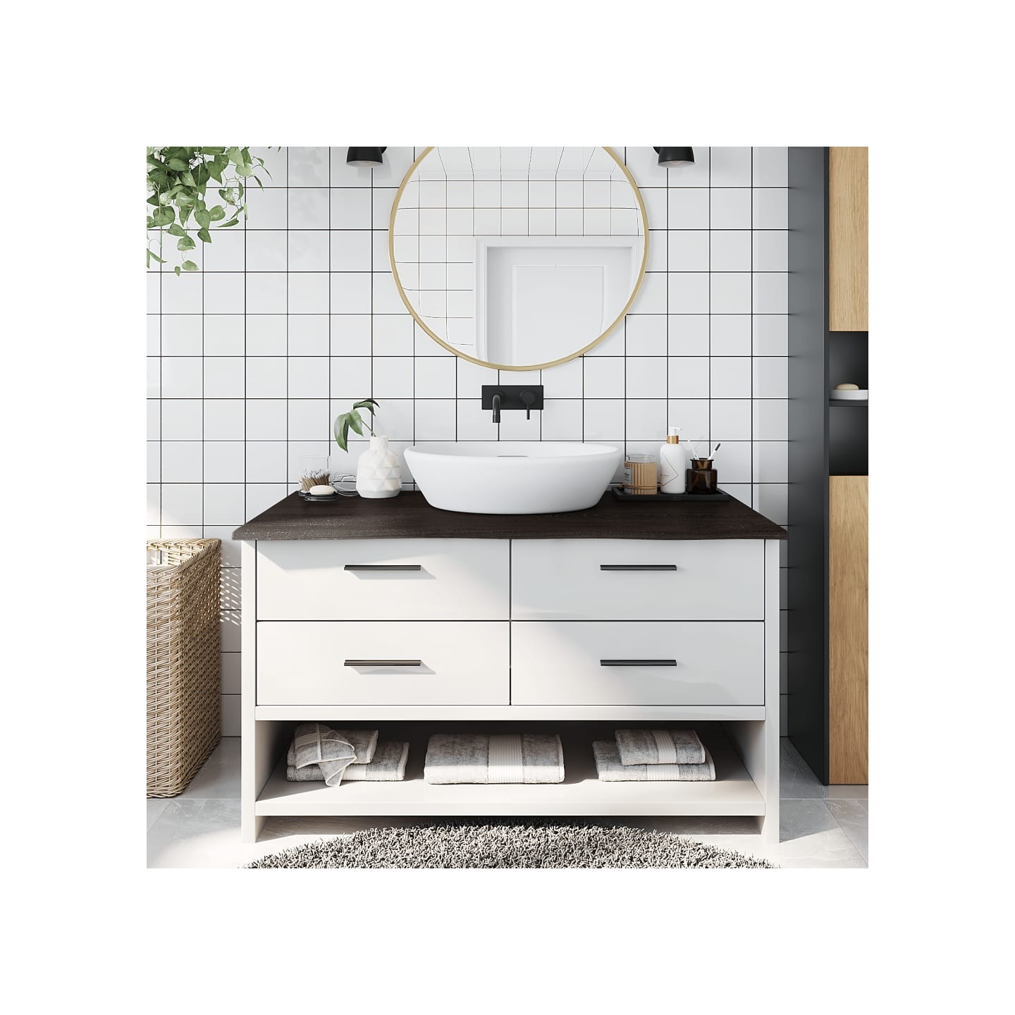 Comptoir de salle de bain marron foncé 100x60x2 cm bois traité