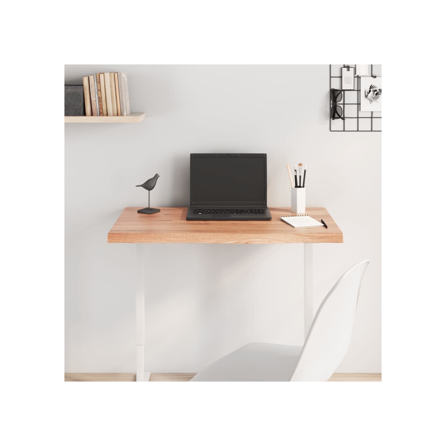 Dessus de table marron clair bois chêne massif traité