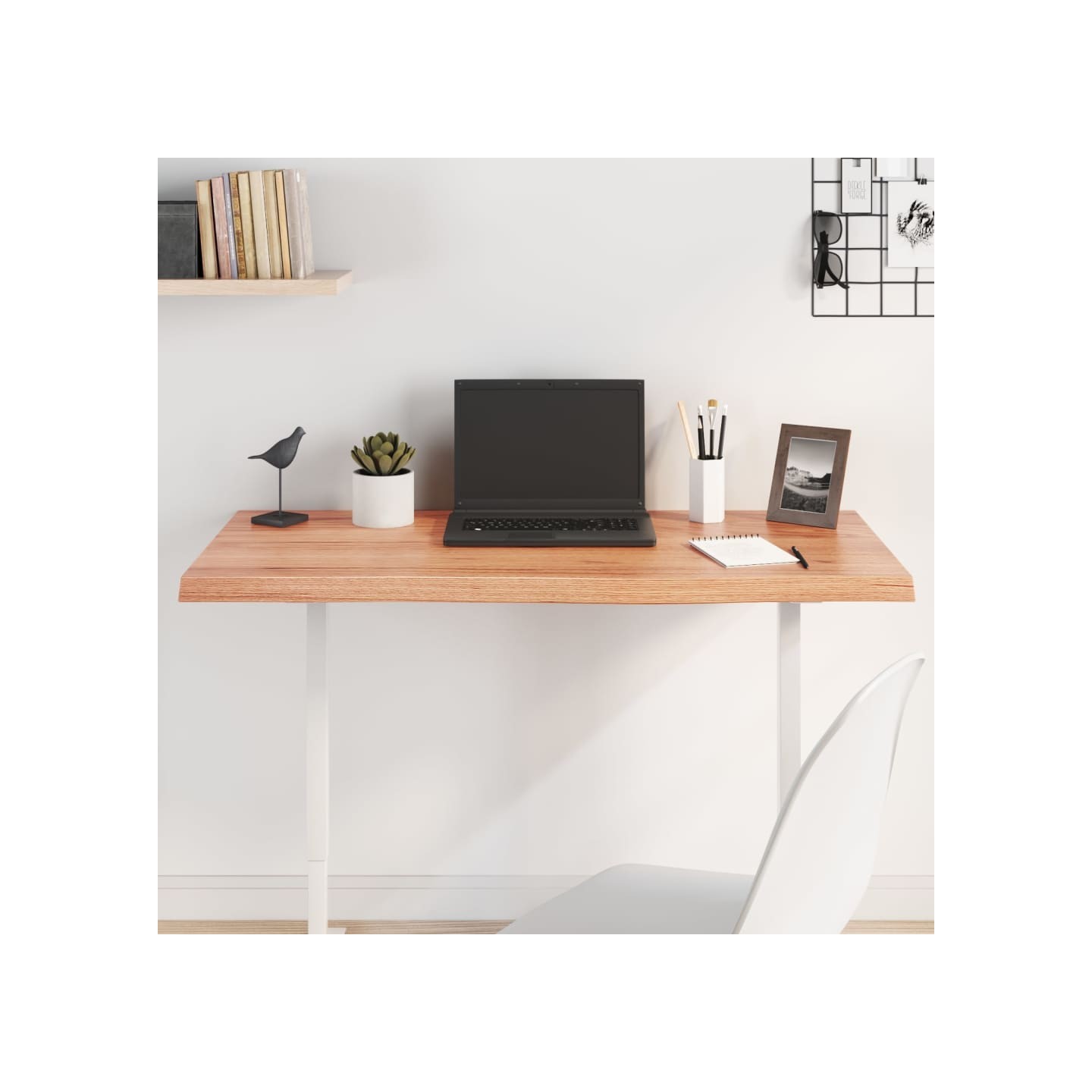 Dessus de table marron clair bois chêne massif traité