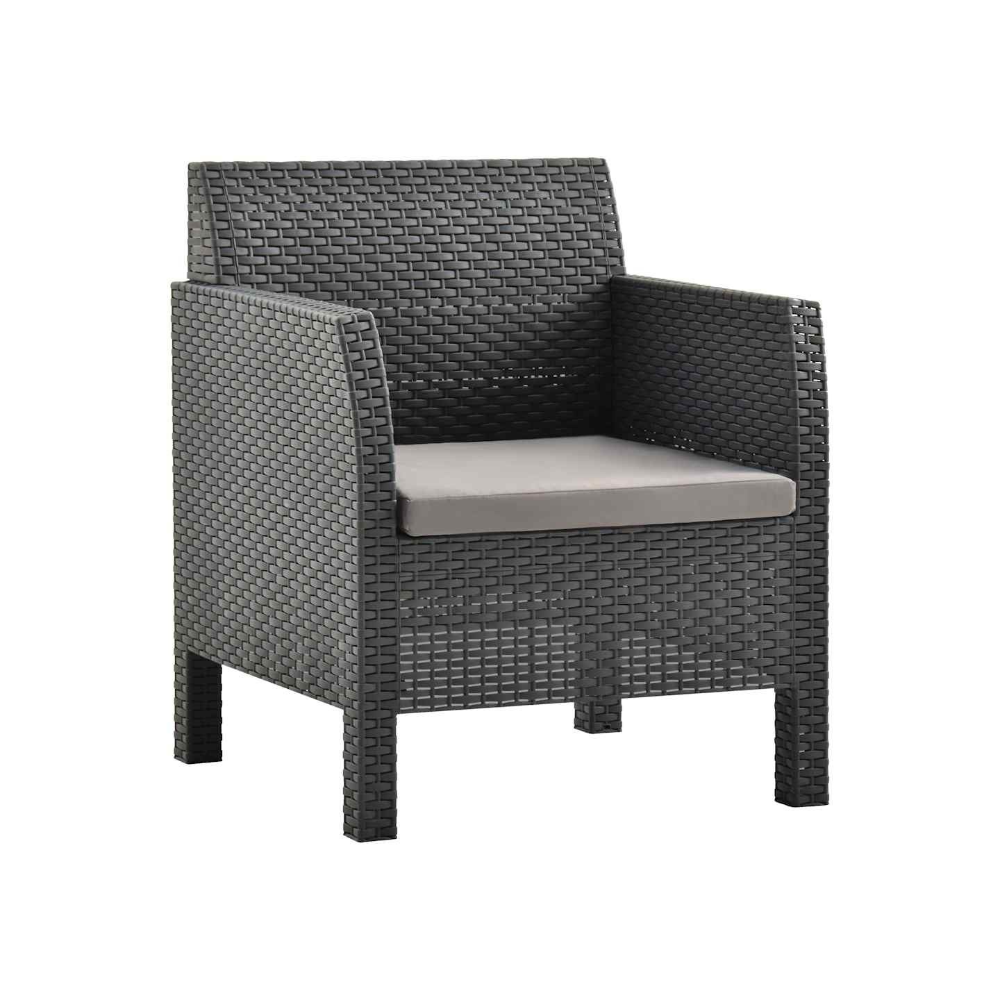 Chaise de jardin avec coussin Anthracite 63x65x76 cm PP Rotin