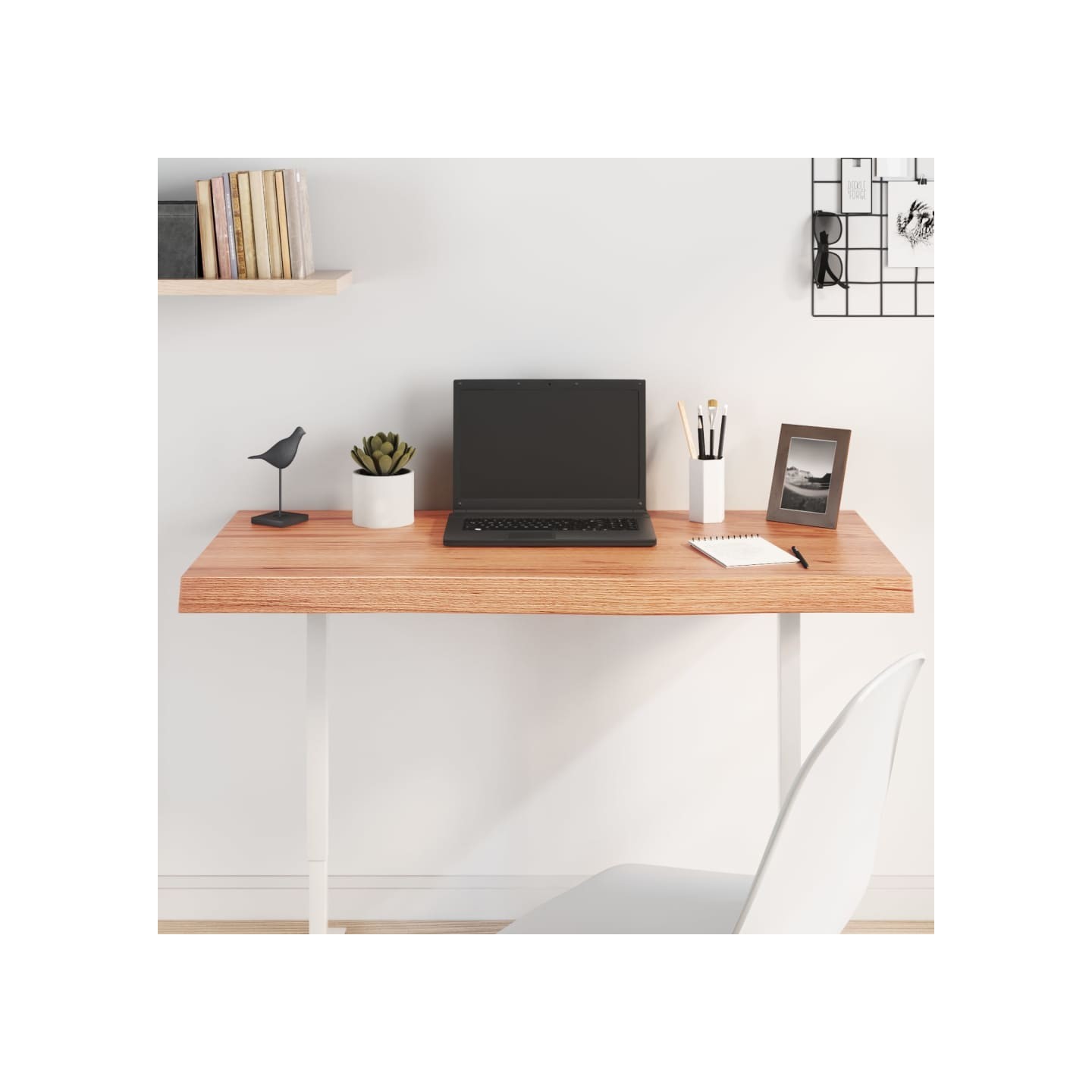 Dessus de table marron clair bois chêne massif traité