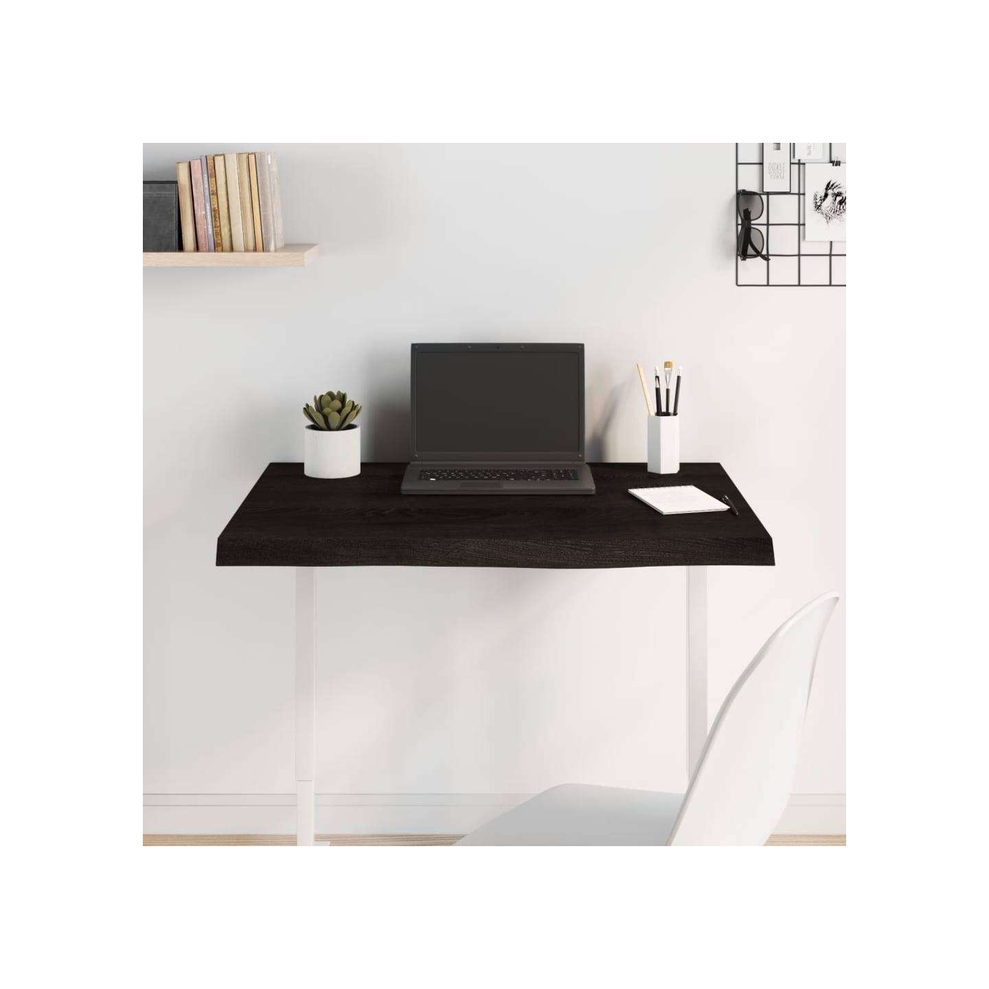 Dessus de table marron foncé bois chêne massif traité
