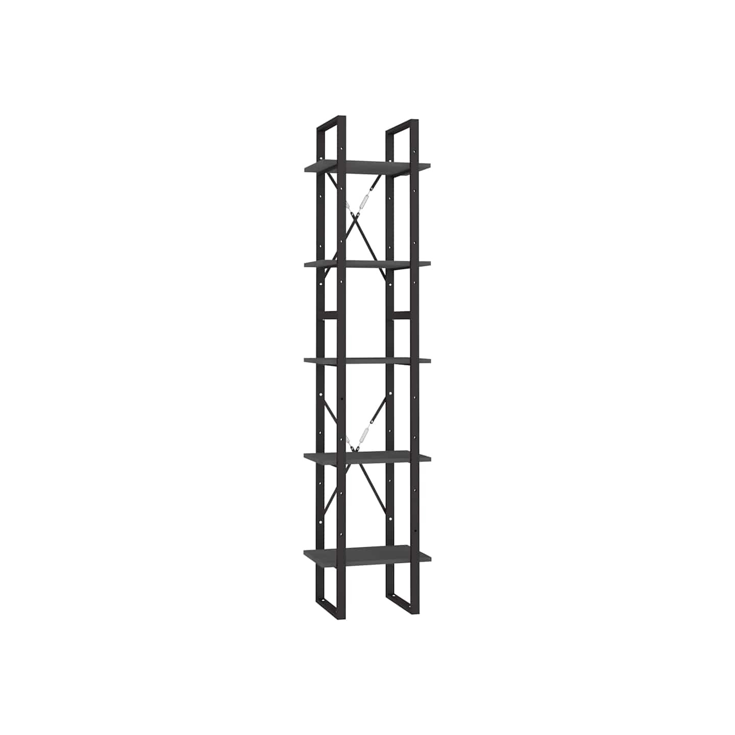 Bibliothèque à 5 niveaux Gris 40x30x175 cm Bois de pin