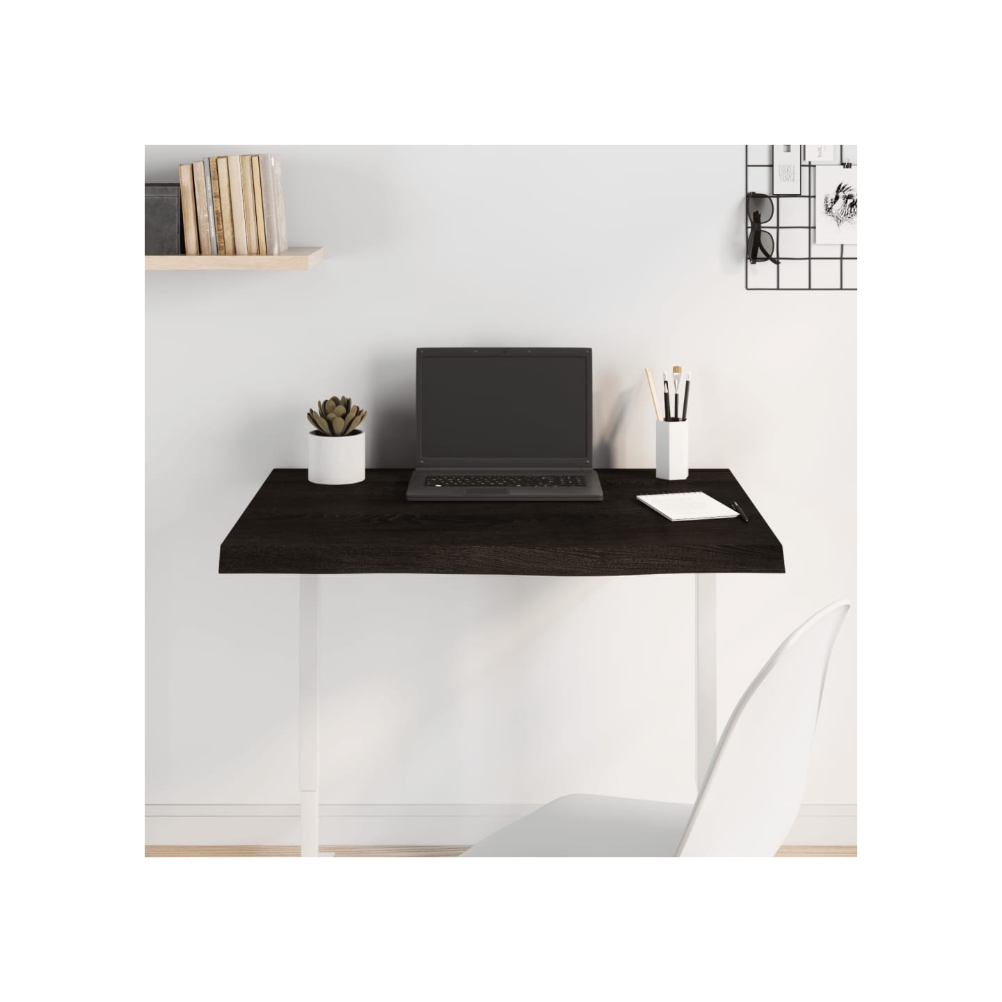 Dessus de table marron foncé bois chêne massif traité
