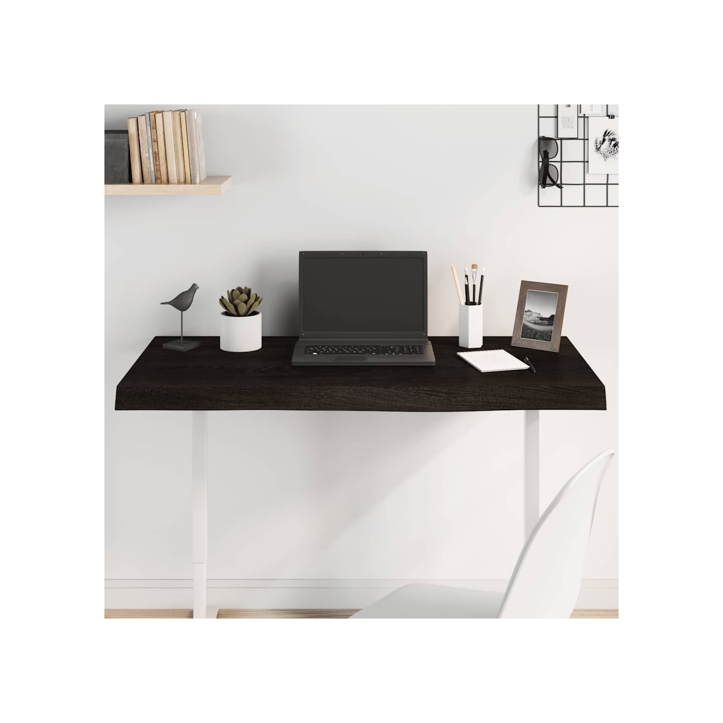 Dessus de table marron foncé bois chêne massif traité