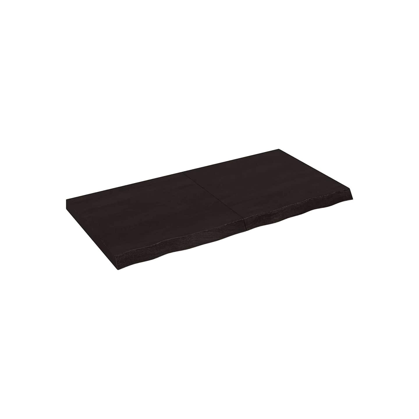 Dessus de table marron foncé bois chêne massif traité
