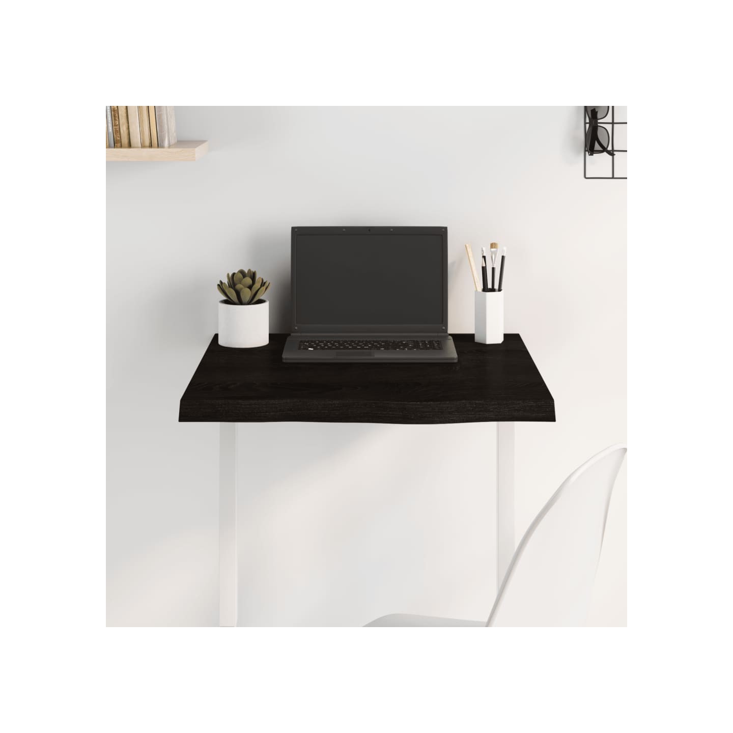 Dessus de table marron foncé bois chêne massif traité