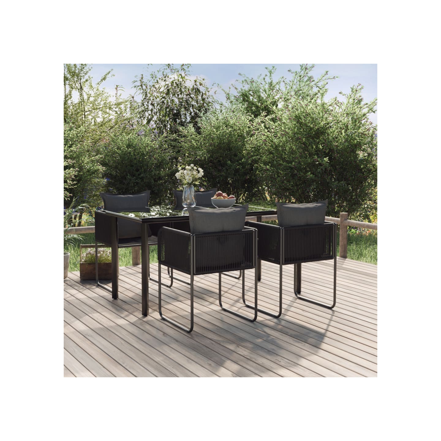 Ensemble à manger de jardin 5 pcs Noir