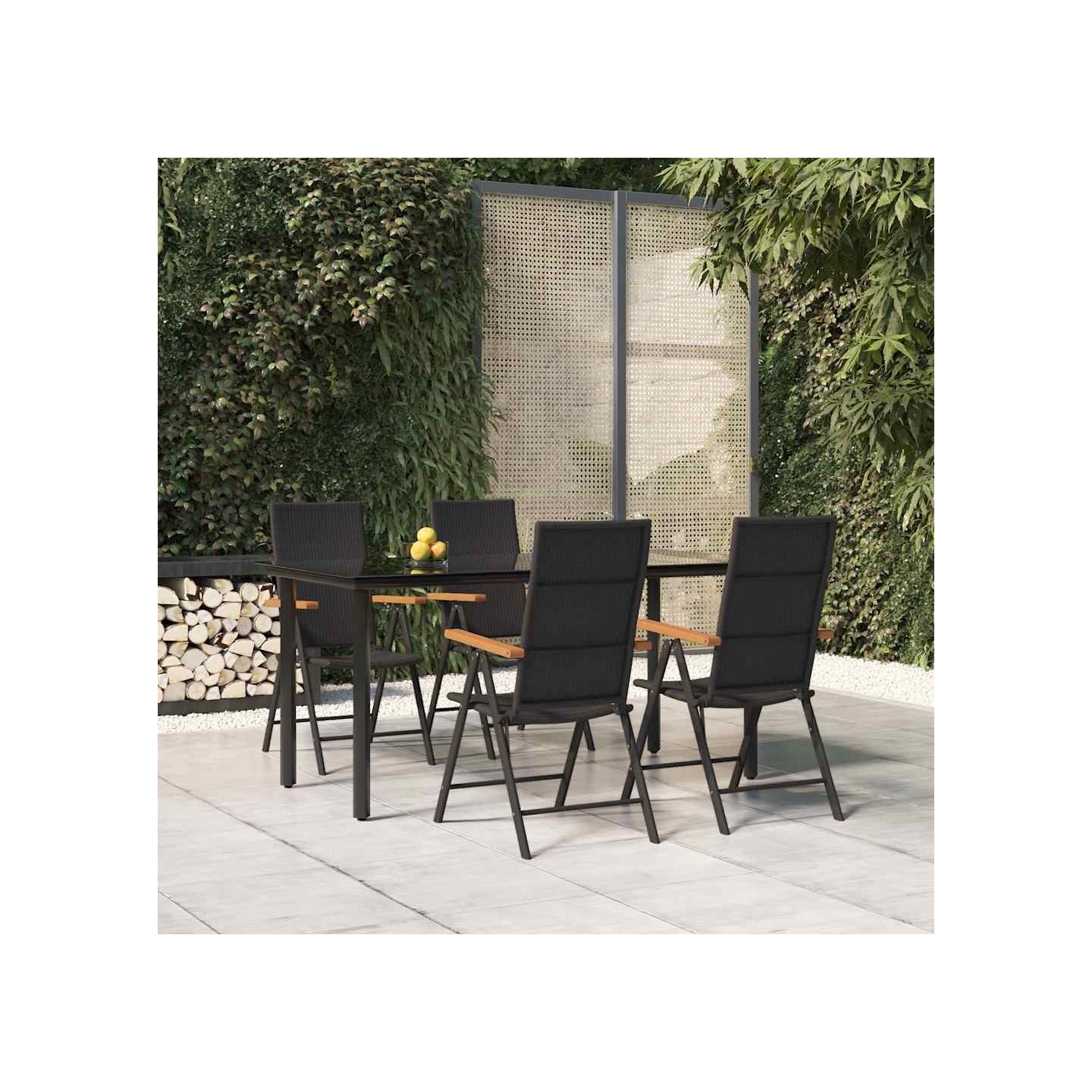 Ensemble à manger de jardin 5 pcs Noir et marron Résine tressée