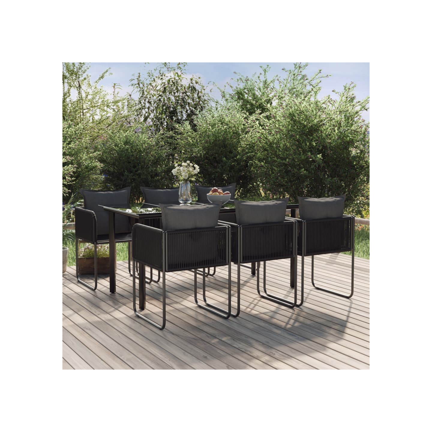 Ensemble à manger de jardin 7 pcs Noir