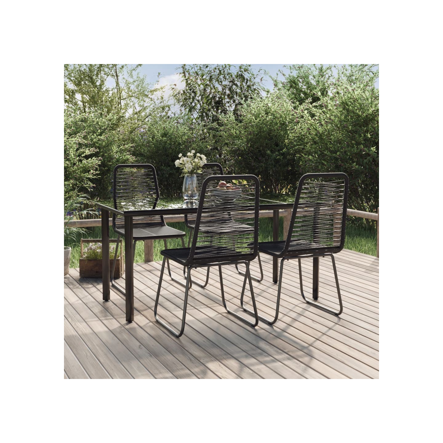 Ensemble à manger de jardin 5 pcs Noir
