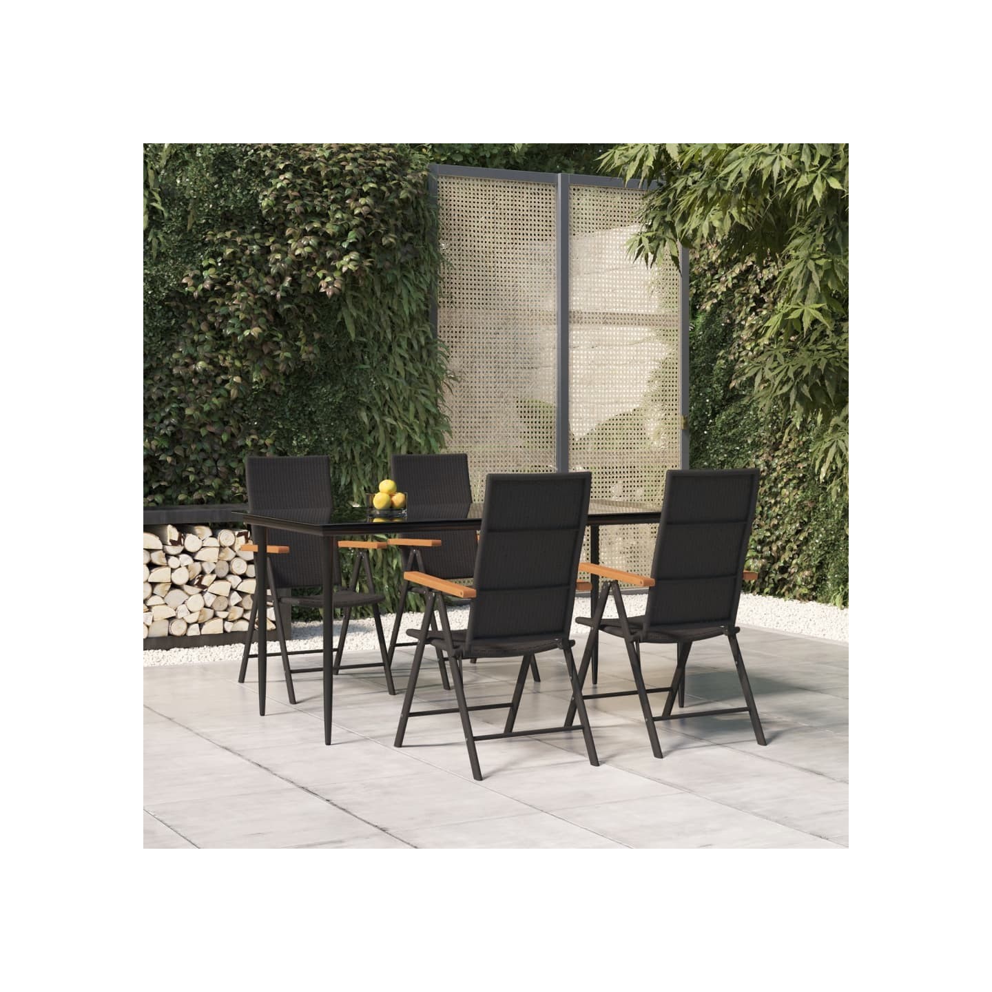 Ensemble à manger de jardin 5 pcs Noir et marron Résine tressée