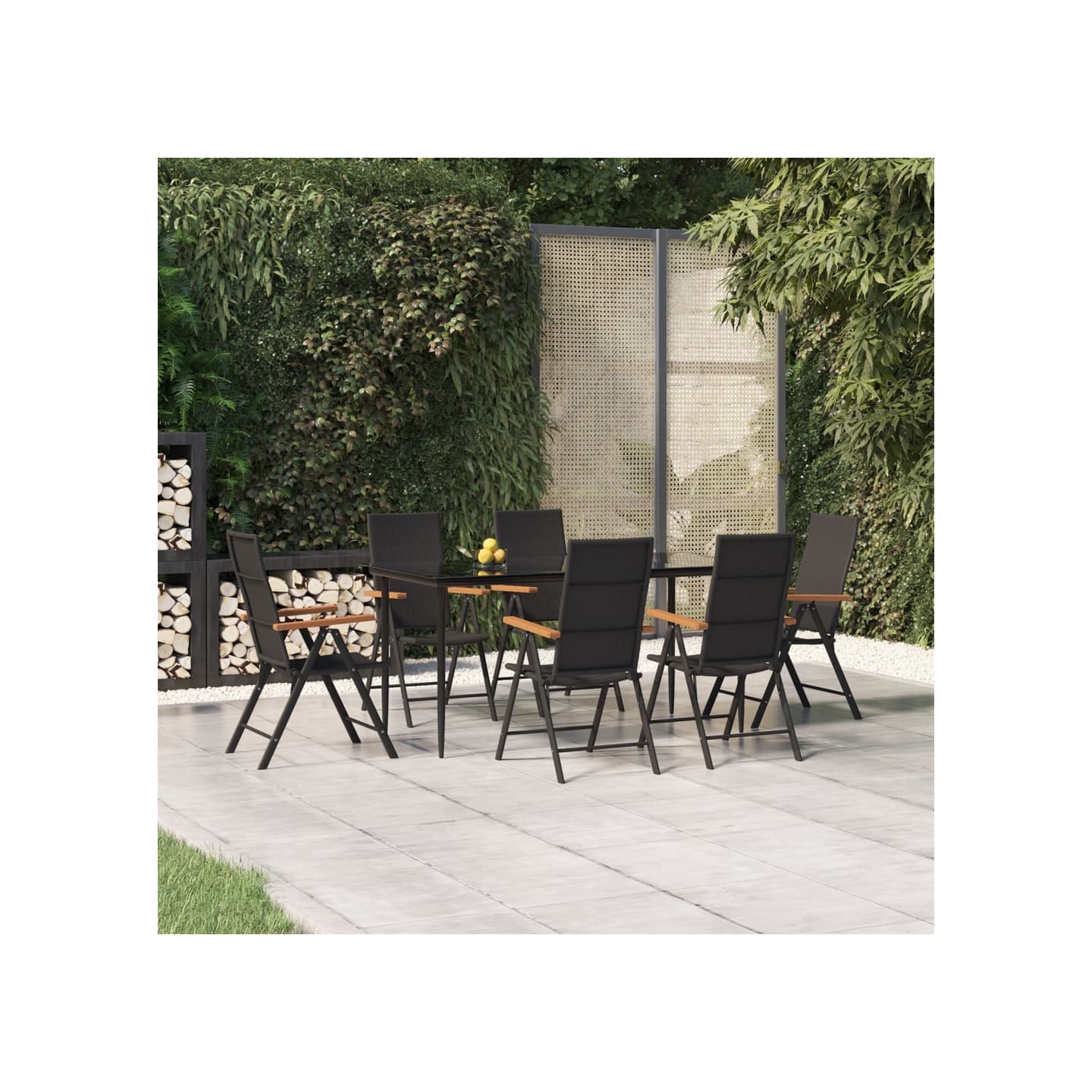Ensemble à manger de jardin 7 pcs Noir et marron Résine tressée