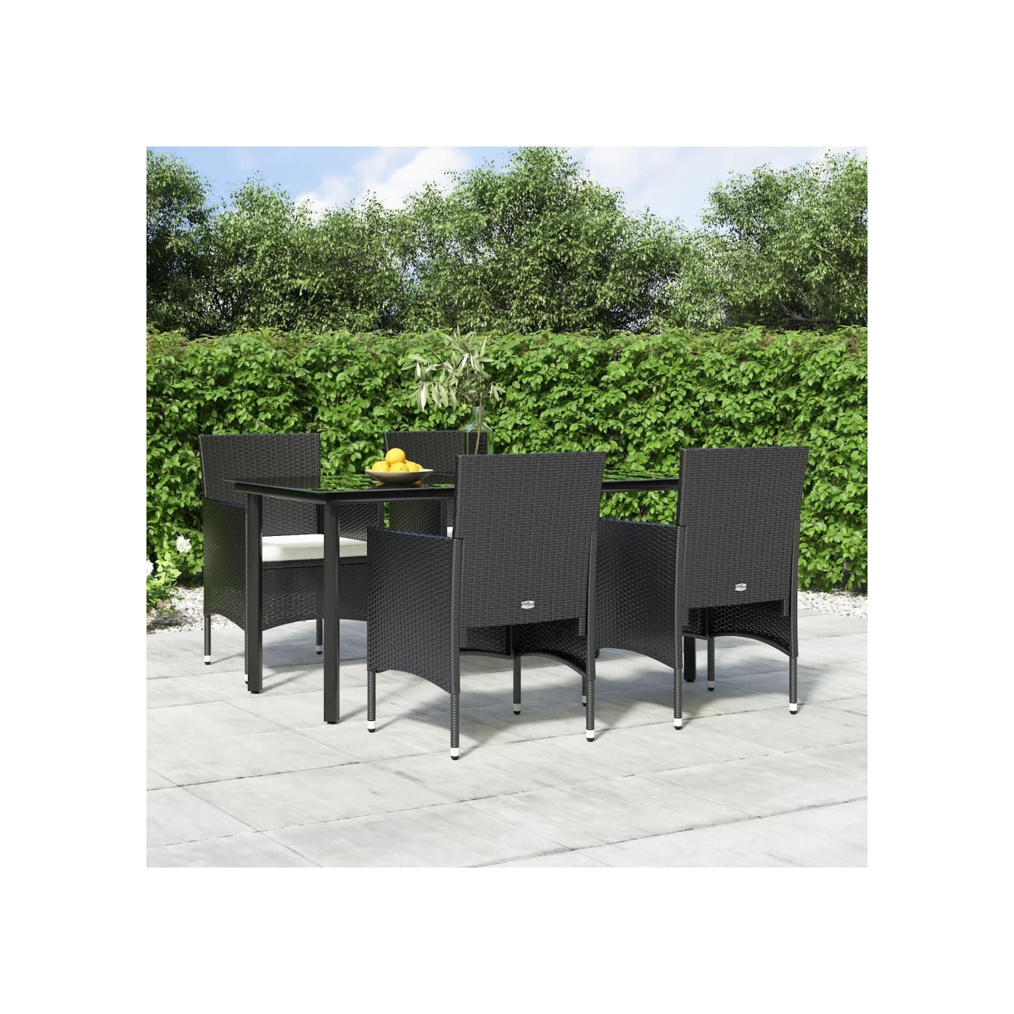 Ensemble à manger de jardin avec coussins 5 pcs Noir