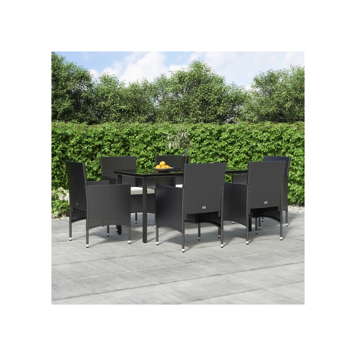 Ensemble à manger de jardin avec coussins 7 pcs Noir