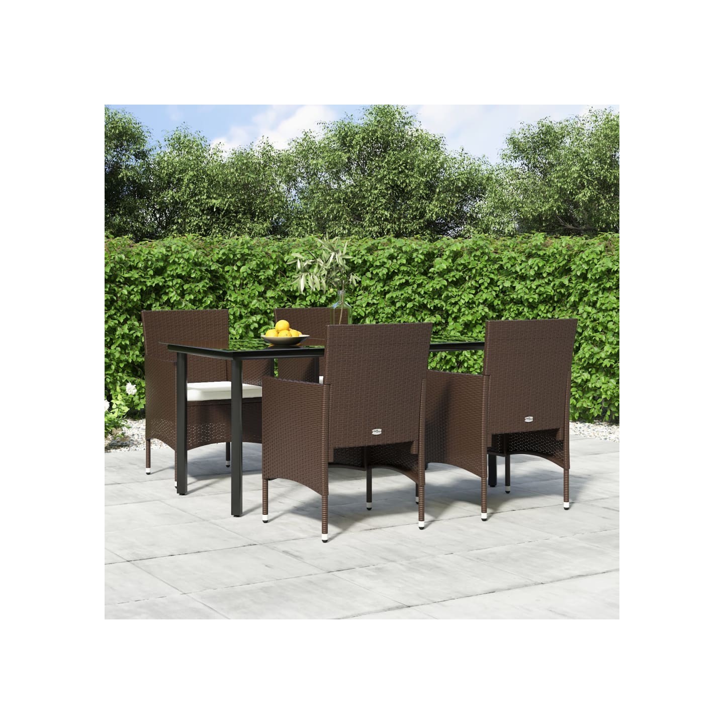 Ensemble à manger de jardin coussins 5 pcs Marron/noir