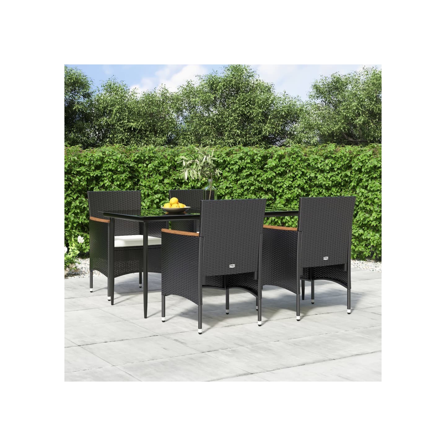 Ensemble à manger de jardin avec coussins 5 pcs Noir