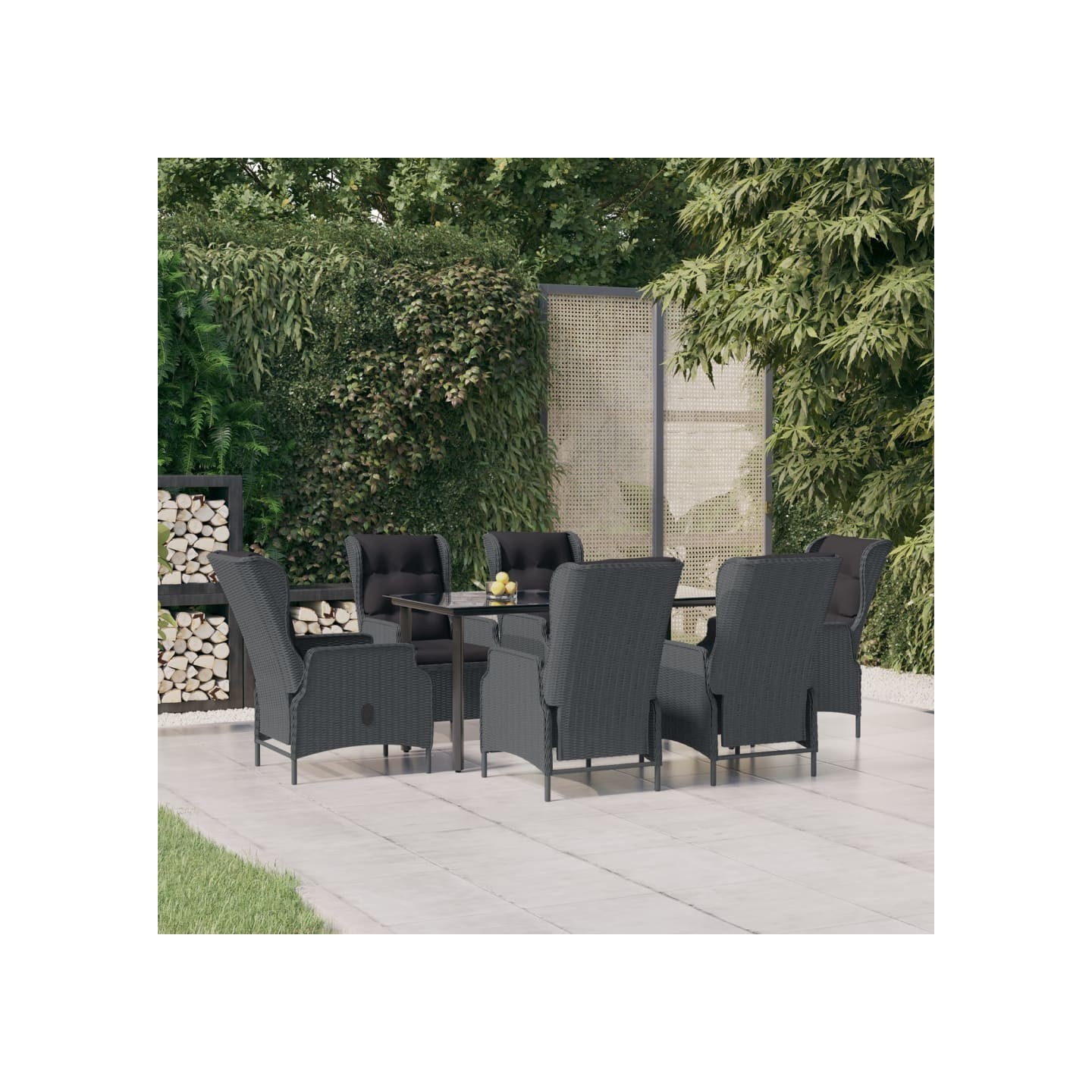 Ensemble à manger de jardin 7 pcs Gris foncé Résine tressée
