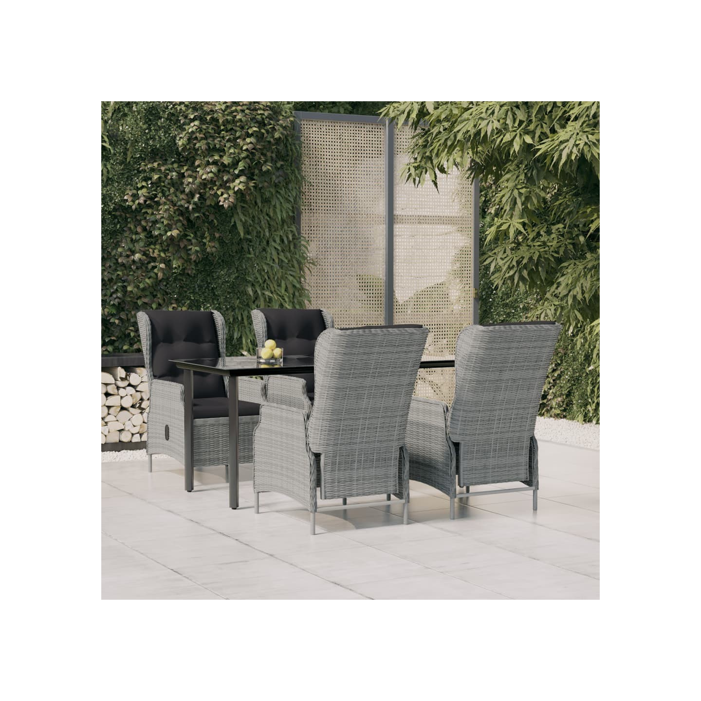 Ensemble à manger de jardin 5 pcs Gris clair Résine tressée