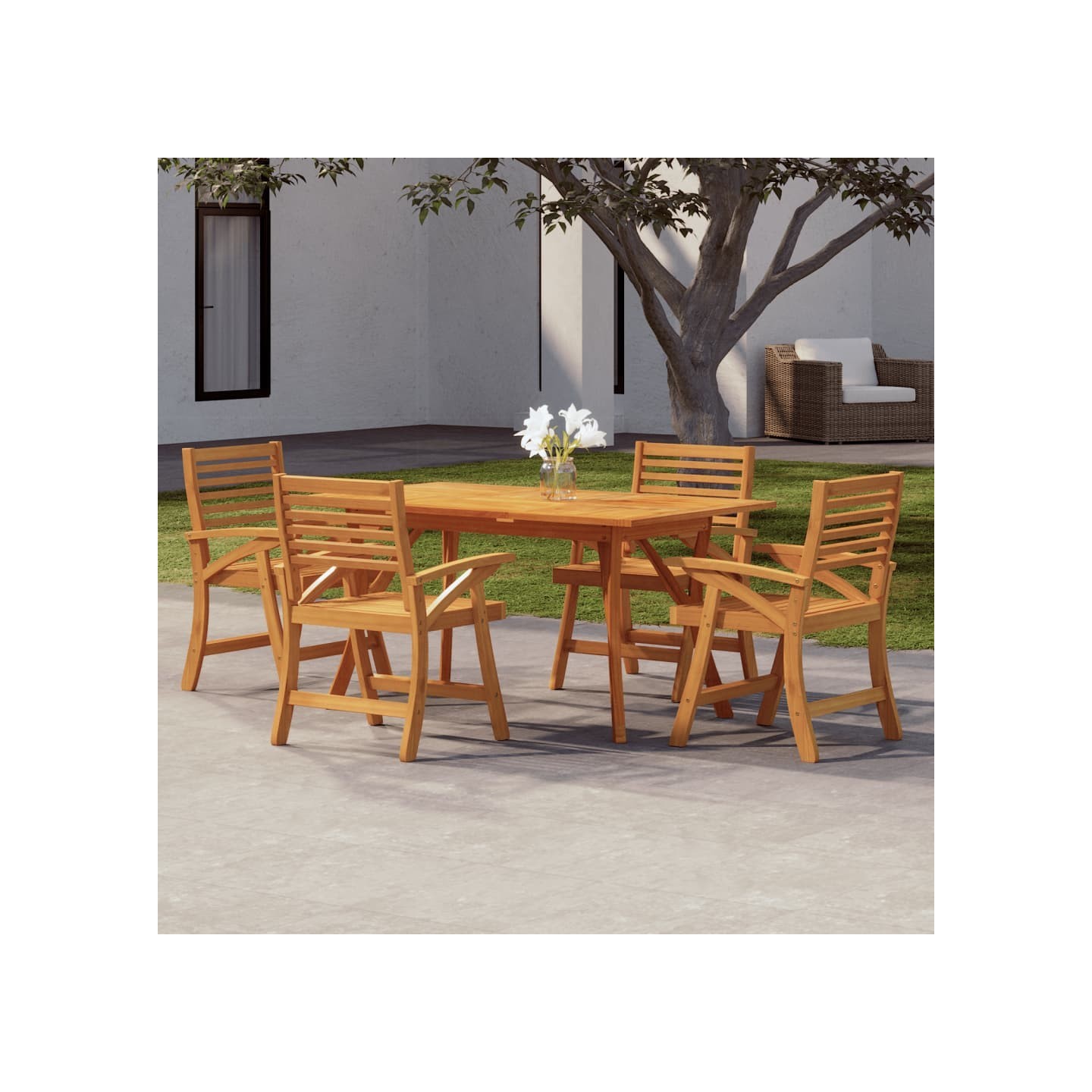Ensemble à manger de jardin 5 pcs Bois d'acacia solide
