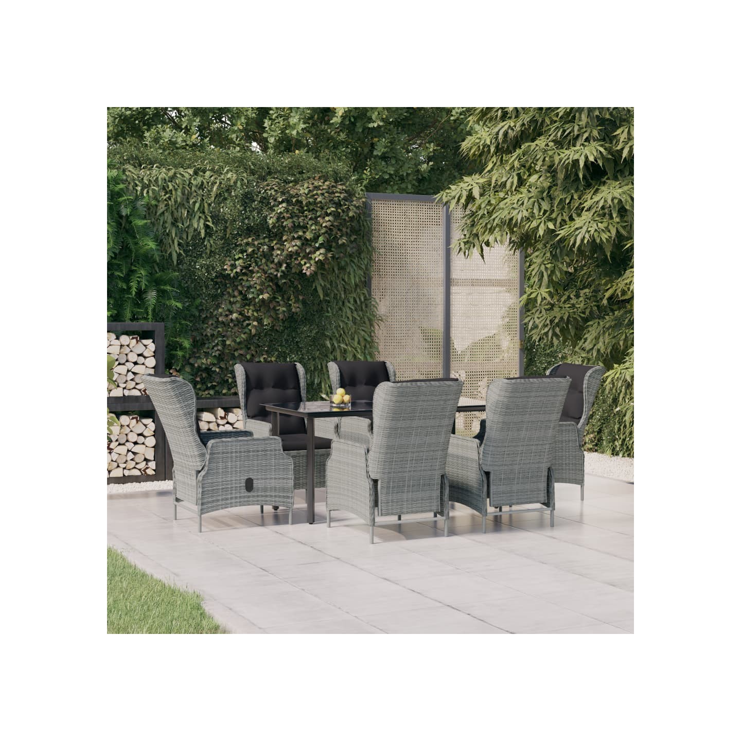 Ensemble à manger de jardin 7 pcs Gris clair Résine tressée