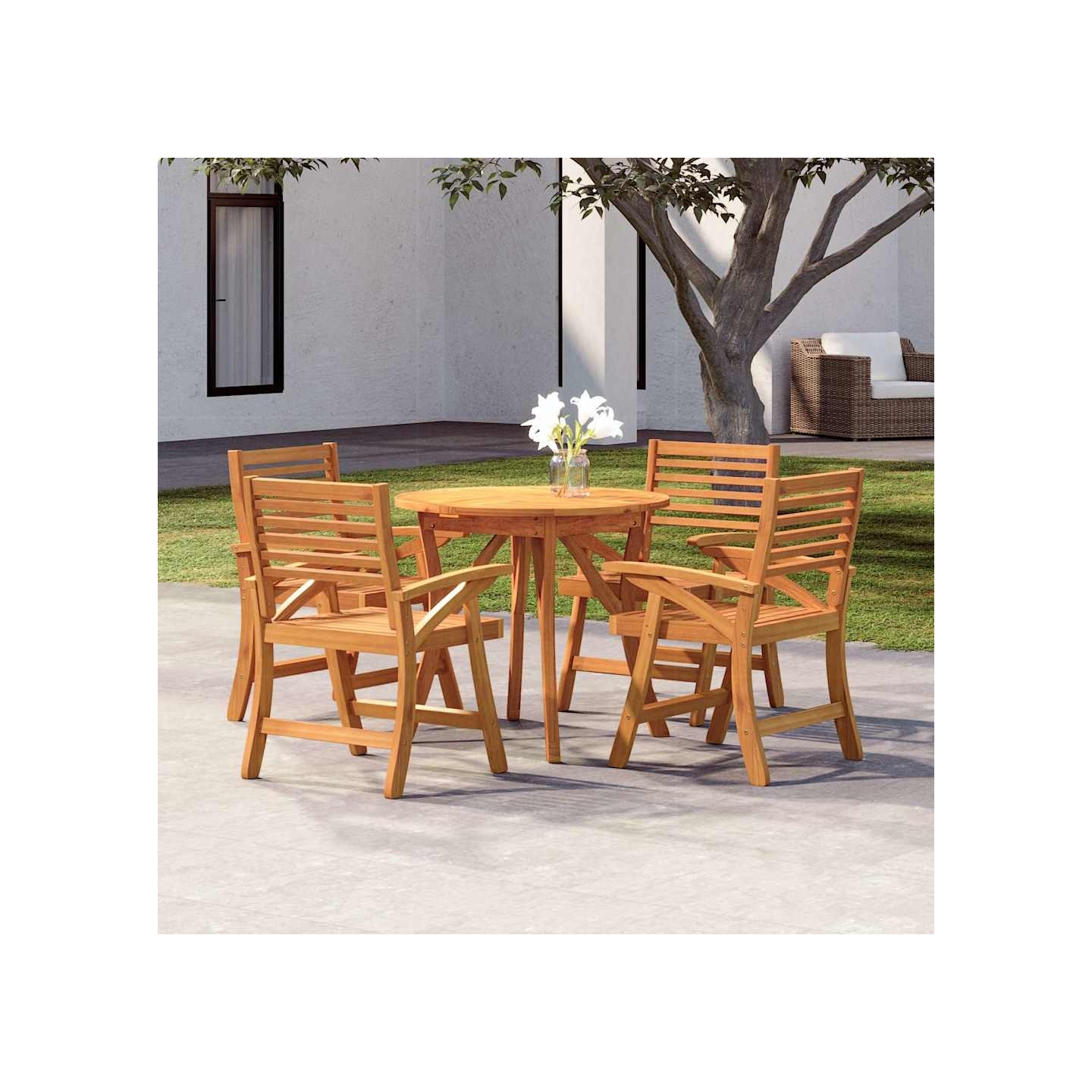 Ensemble à manger de jardin 5 pcs Bois d'acacia solide