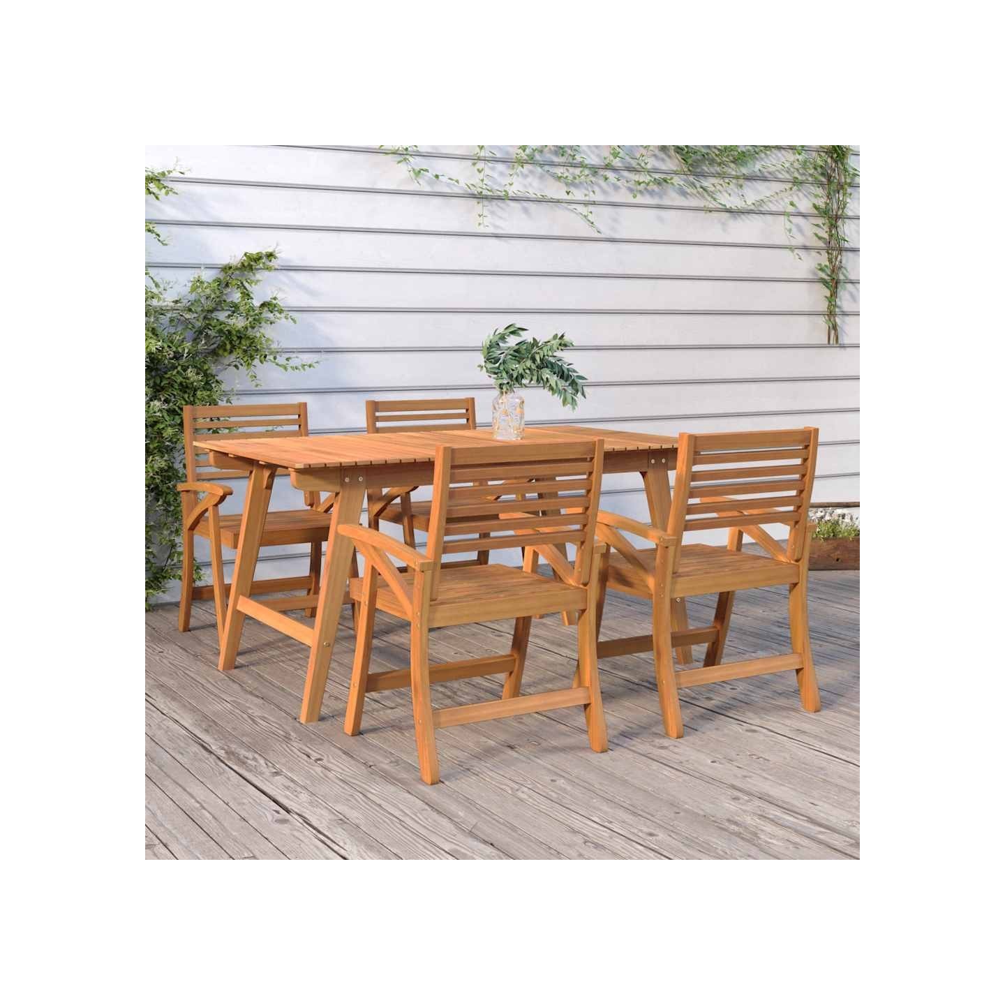 Ensemble à manger de jardin 5 pcs Bois d'acacia solide