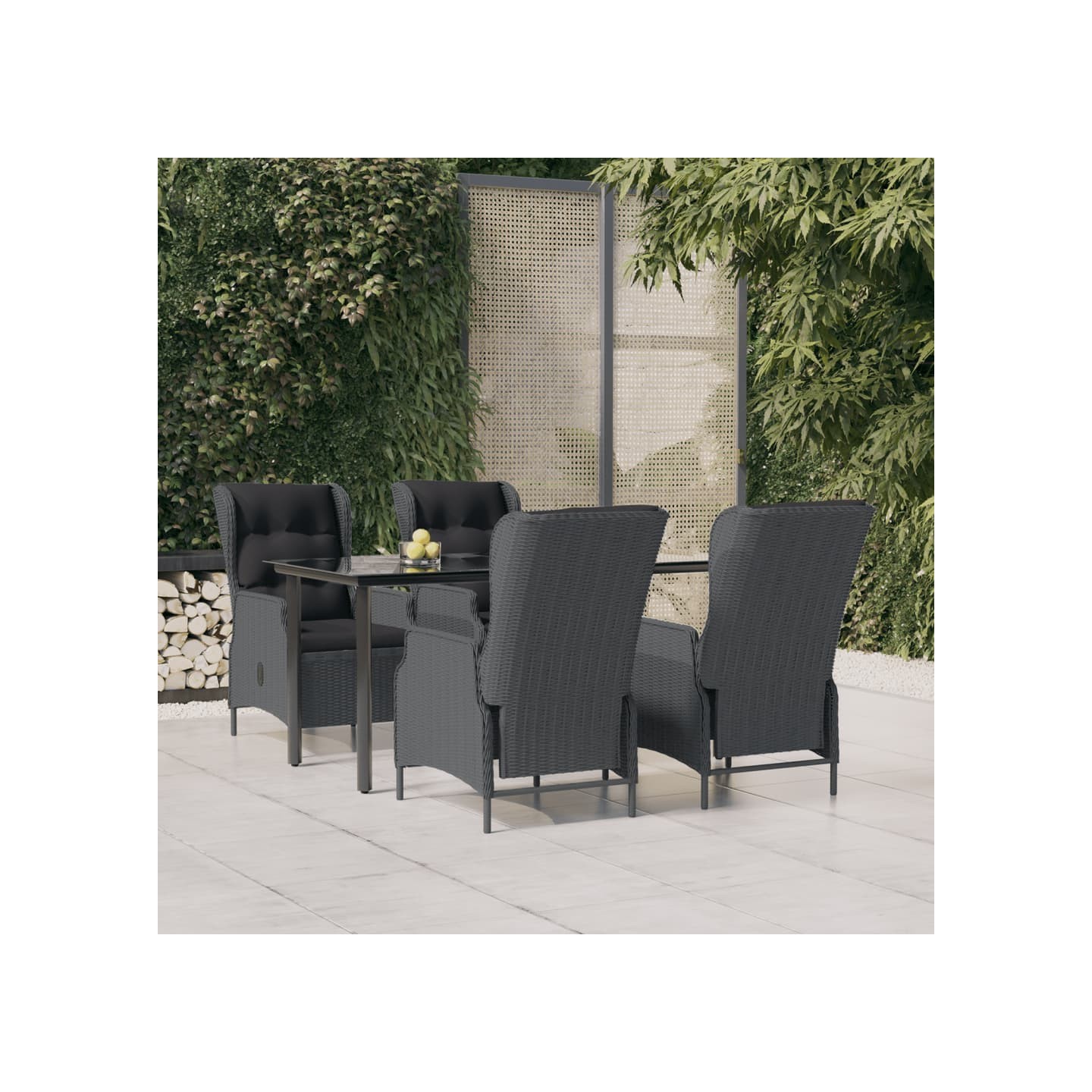 Ensemble à manger de jardin 5 pcs Gris foncé Résine tressée