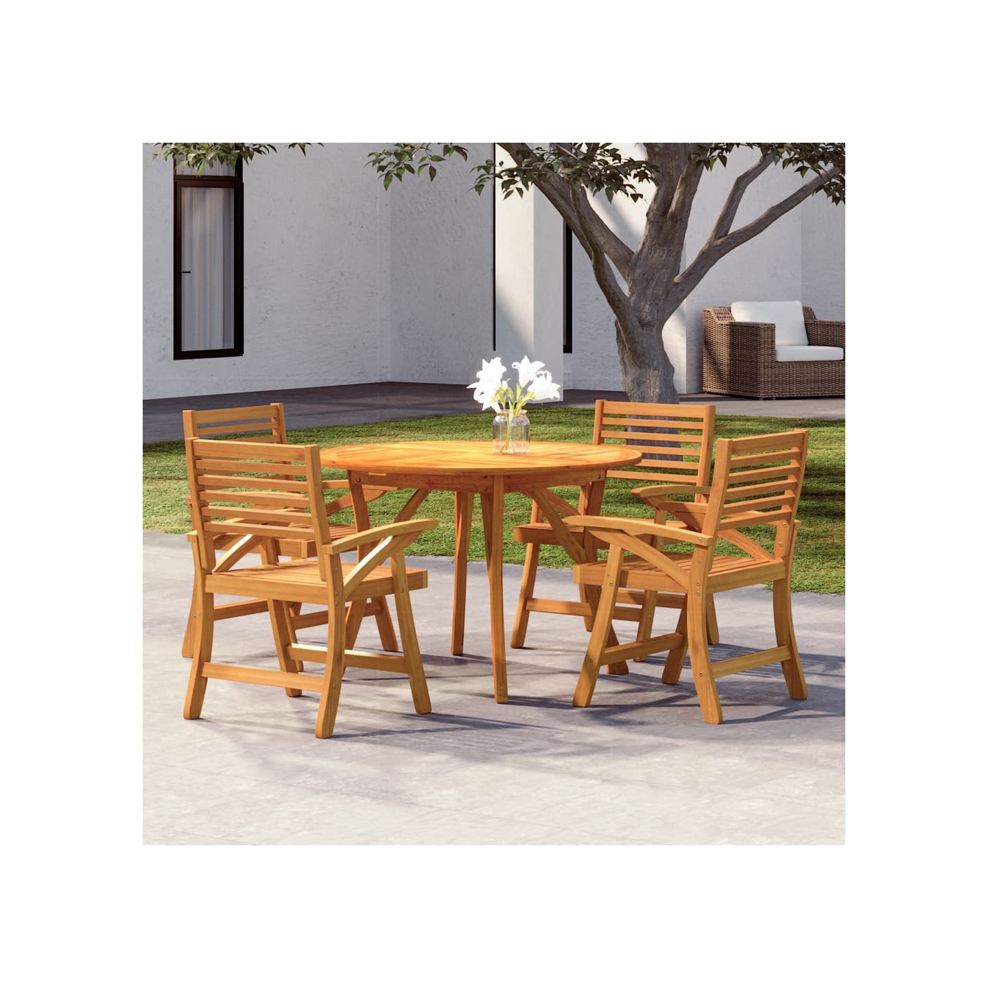 Ensemble à manger de jardin 5 pcs Bois d'acacia solide