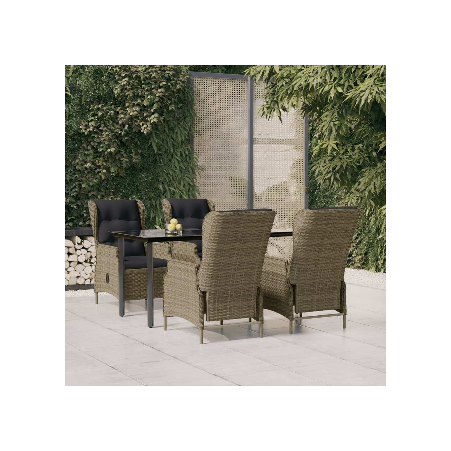 Ensemble à manger de jardin 5pcs Marron Résine tressée