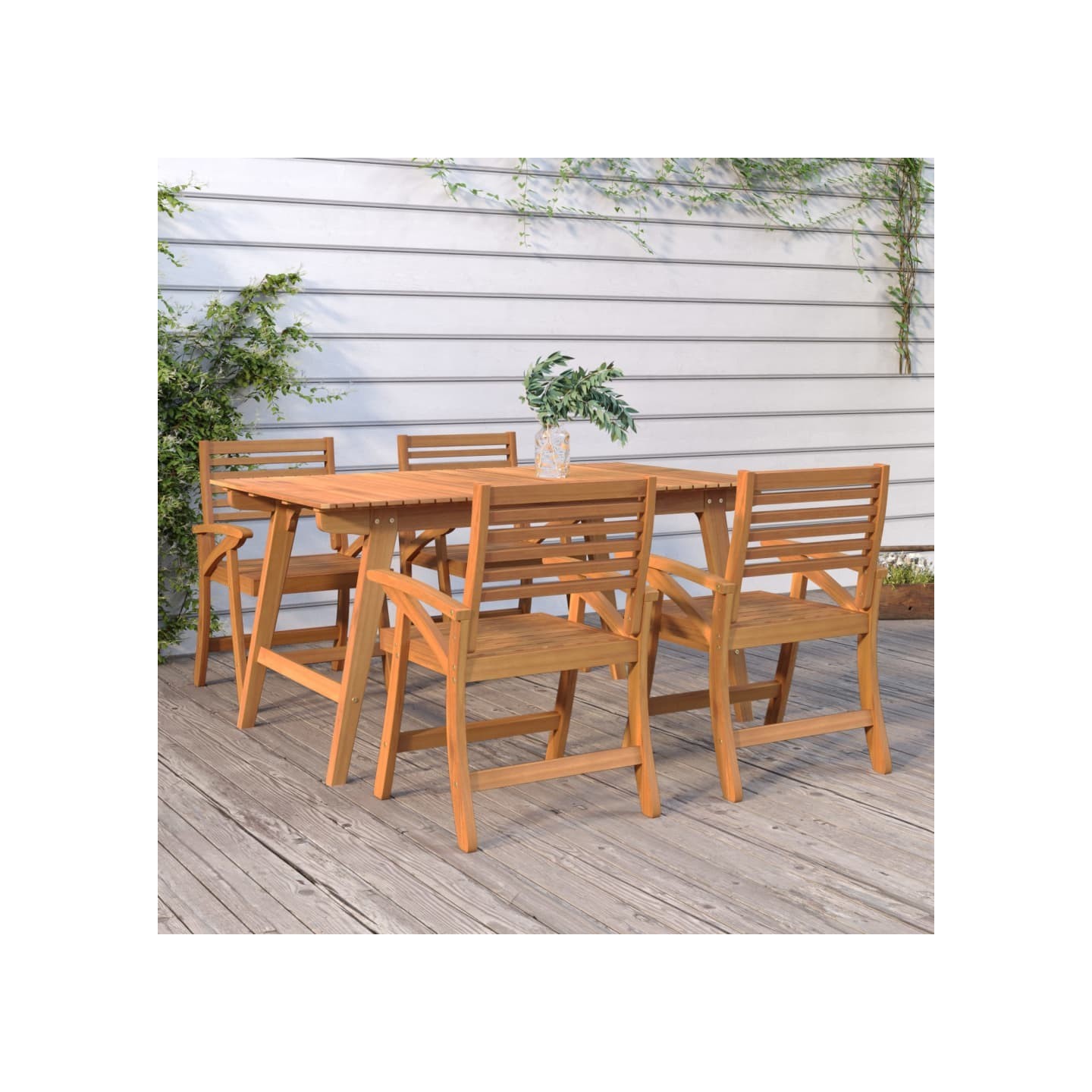 Chaises de jardin lot de 4 58x58x87 cm bois massif d'acacia