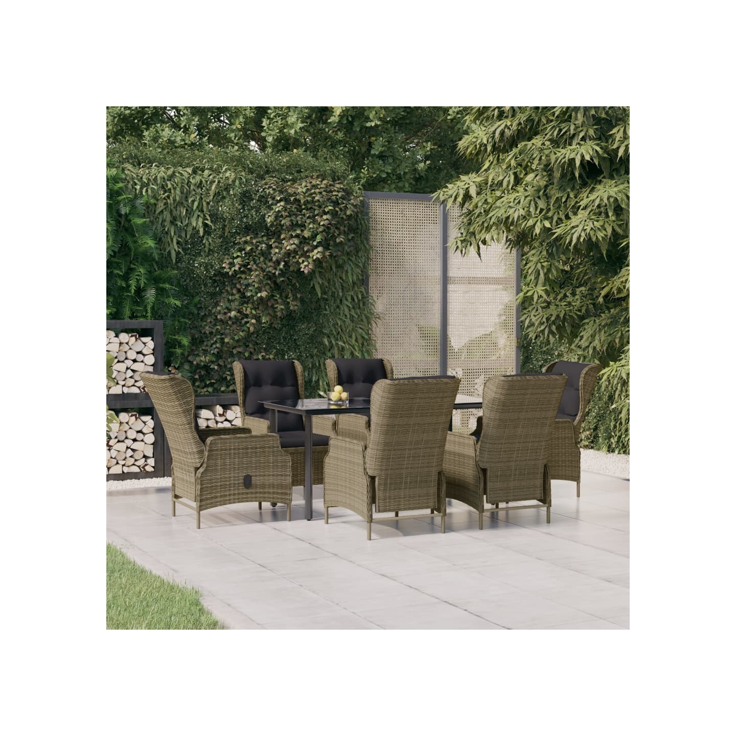Ensemble à manger de jardin 7 pcs Marron Résine tressée