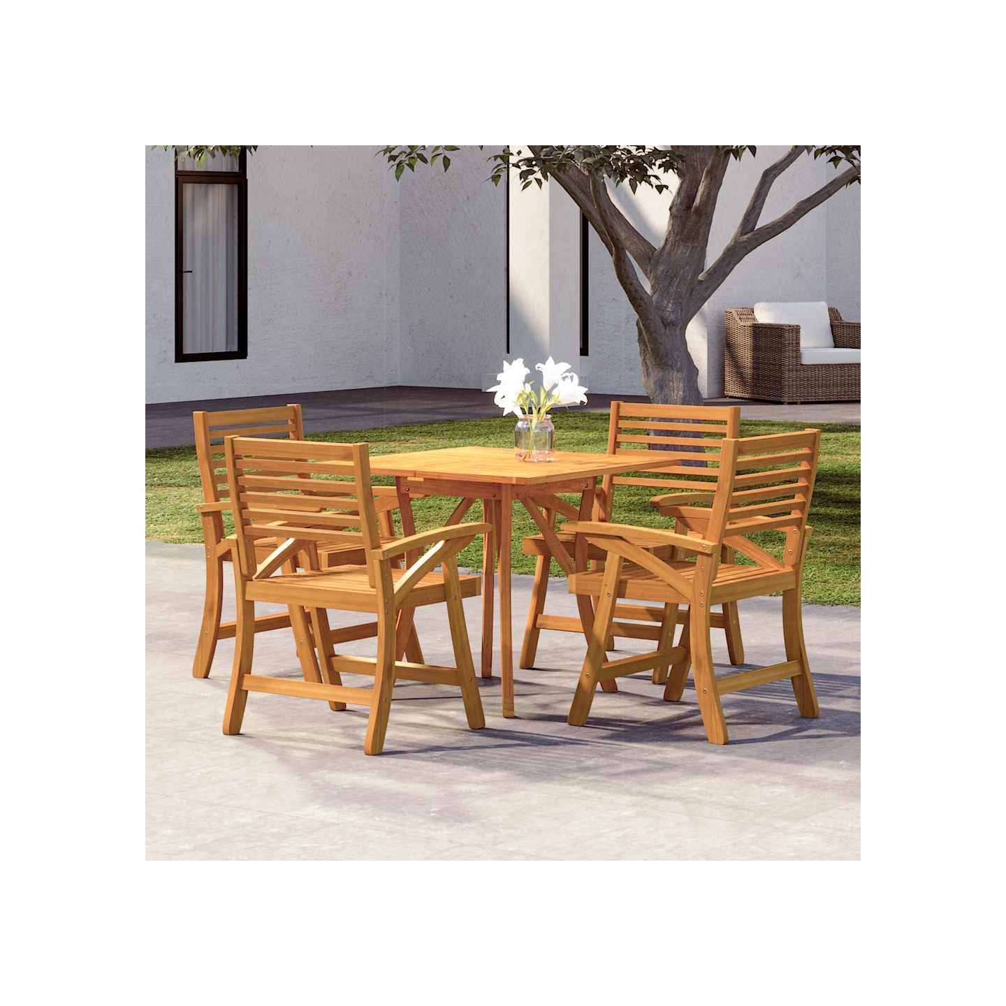 Ensemble à manger de jardin 5 pcs Bois d'acacia solide
