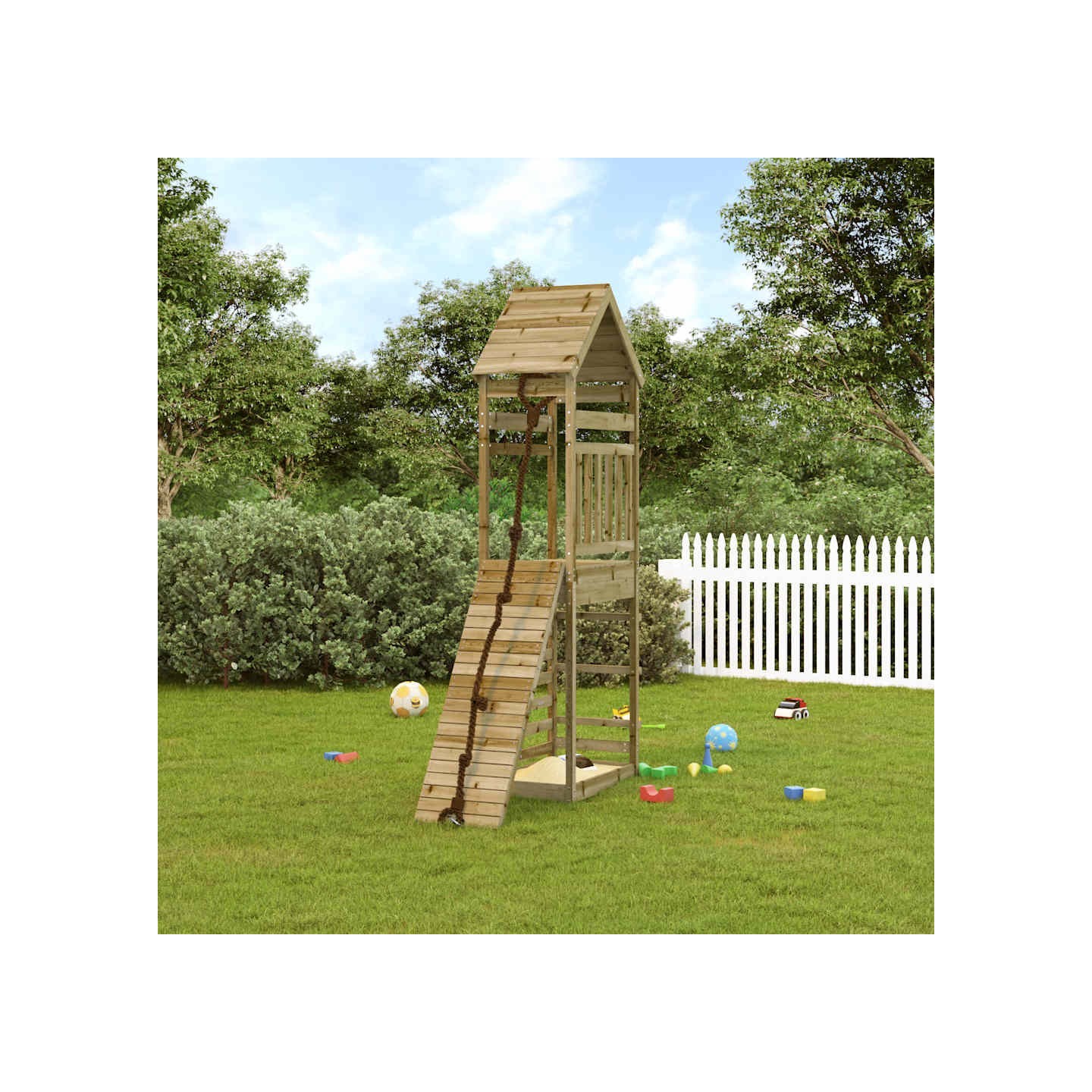 Maisonnette de jeu avec mur d'escalade bois de pin imprégné