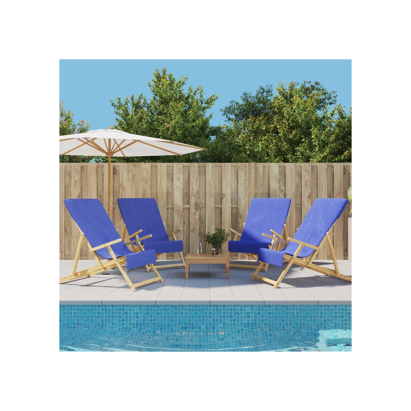 Serviettes de plage 4 pcs bleu royal 60x135 cm tissu 400 GSM