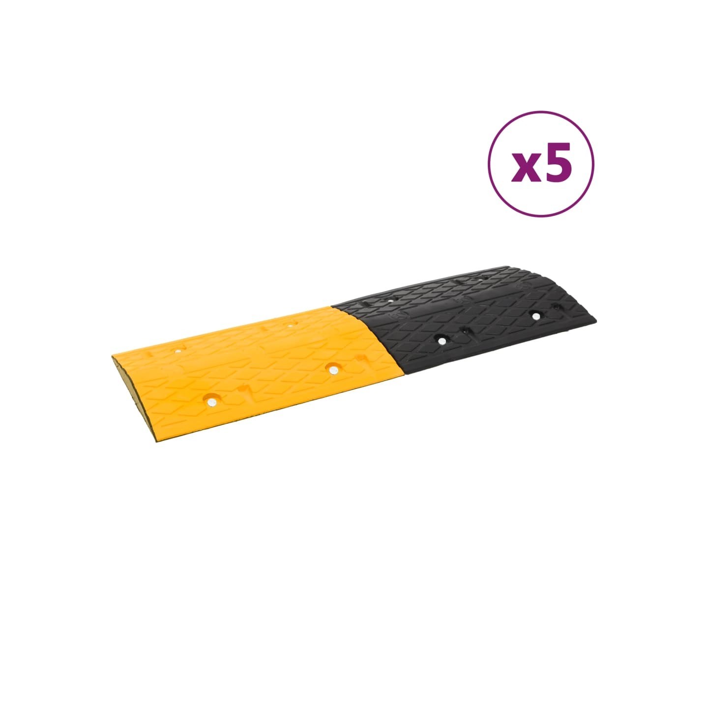 Ralentisseurs 5 pcs Jaune et noir 97x32,5x4 cm Caoutchouc