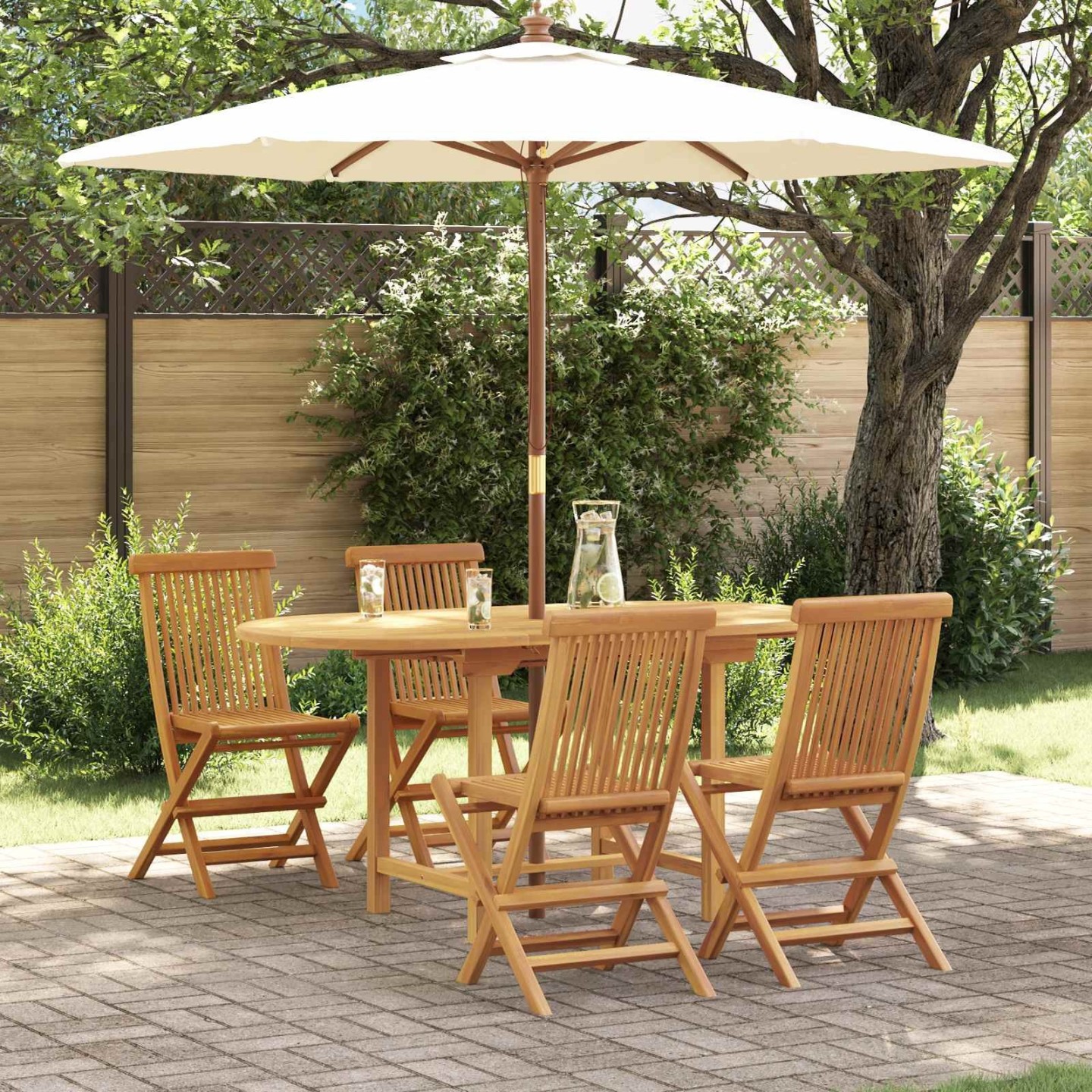 Ensemble de salle à manger pour jardin 5 pc Marron