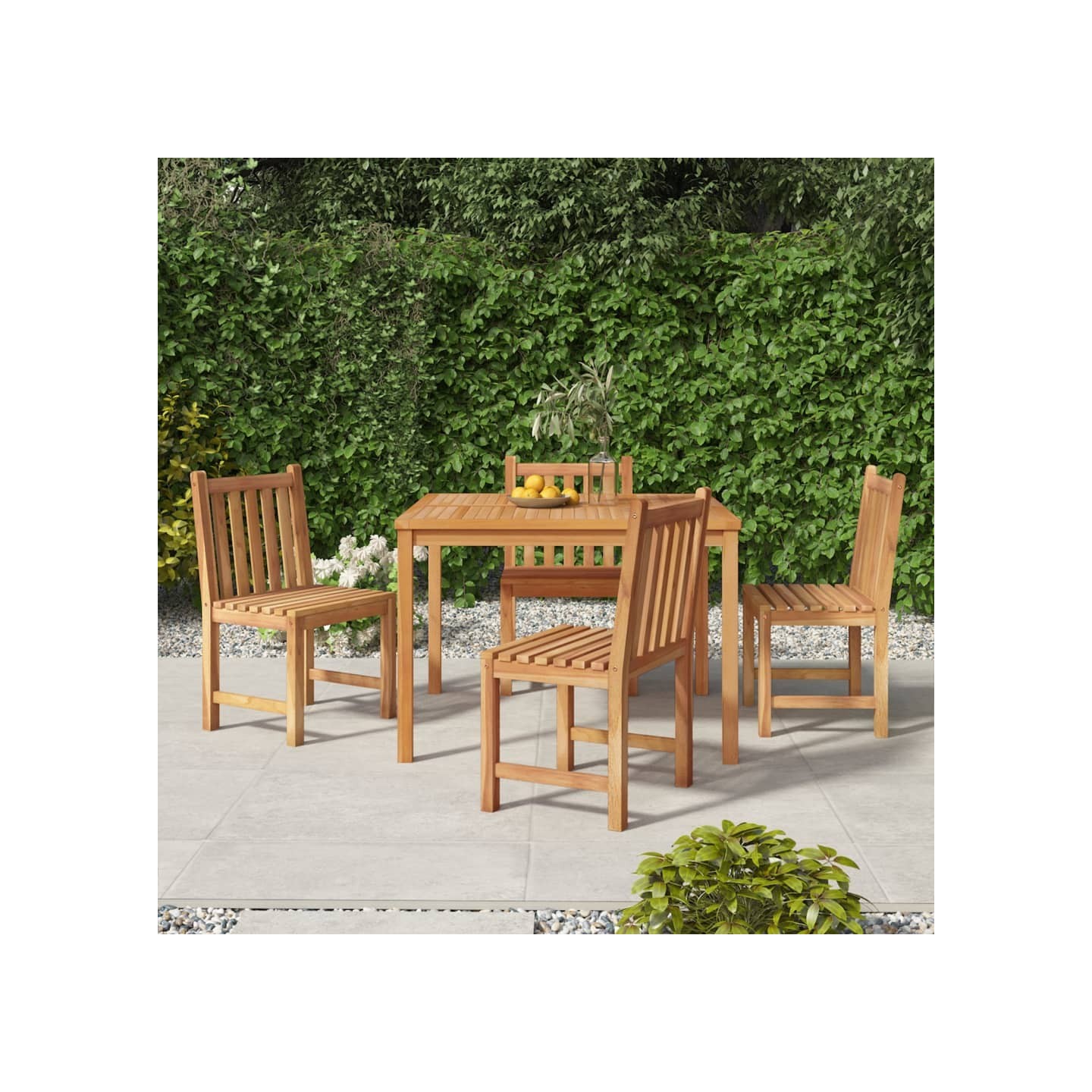 Ensemble à manger de jardin 5pcs Bois de teck massif