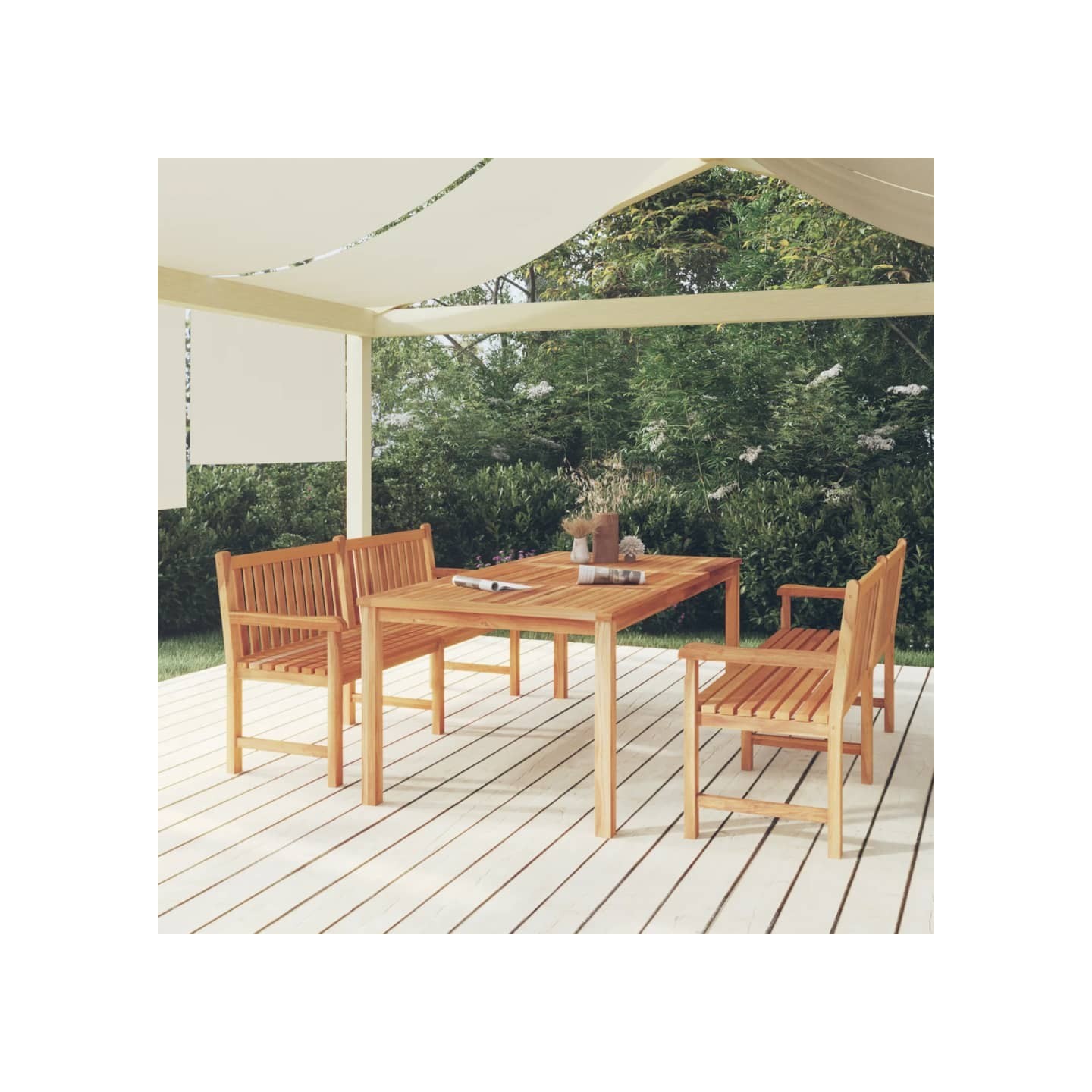 Ensemble à manger de jardin 3 pcs Bois de teck massif