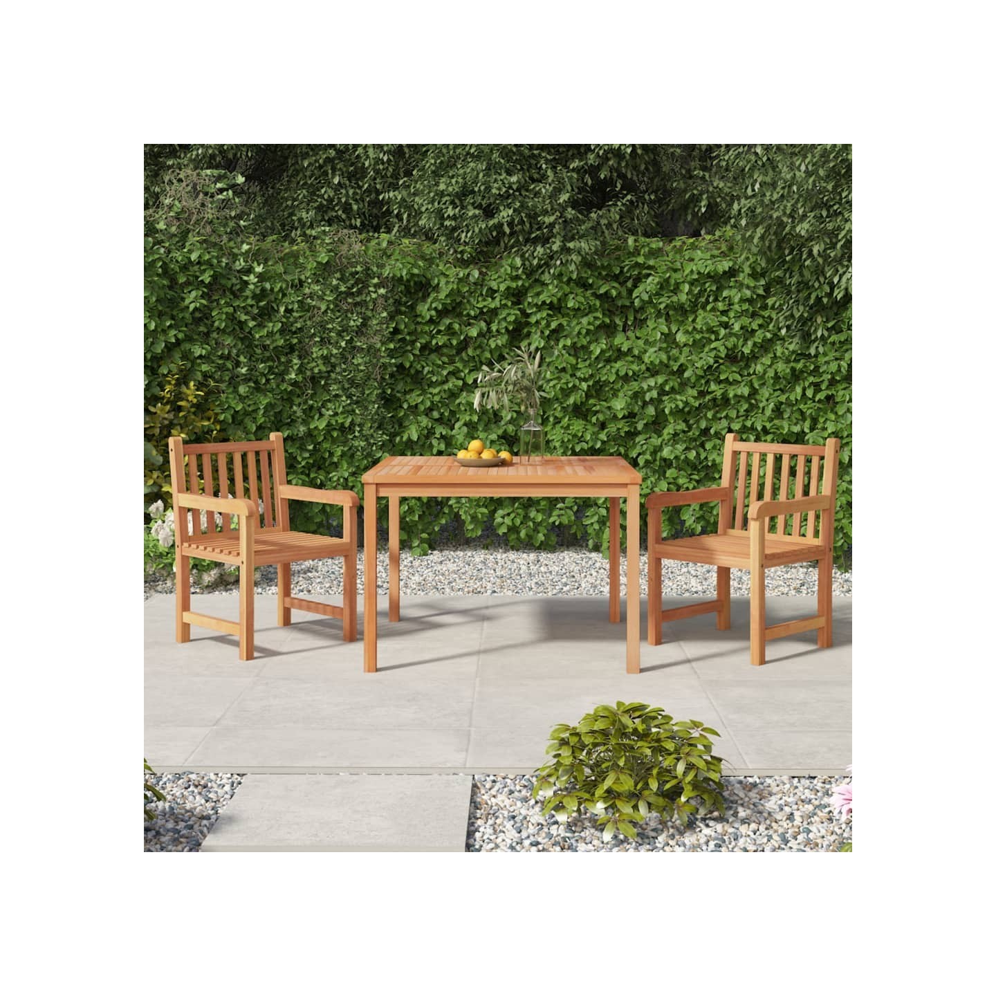 Ensemble à manger de jardin 3 pcs Bois de teck massif