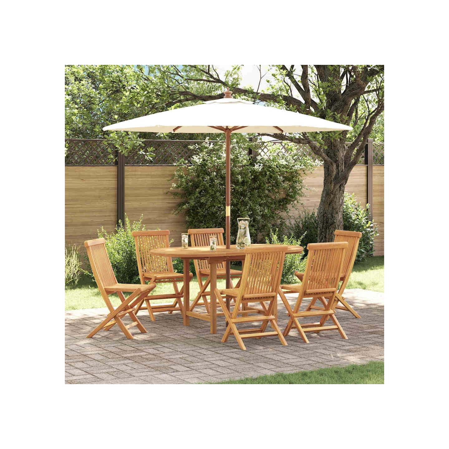 Ensemble de salle à manger pour jardin 7 pc Marron