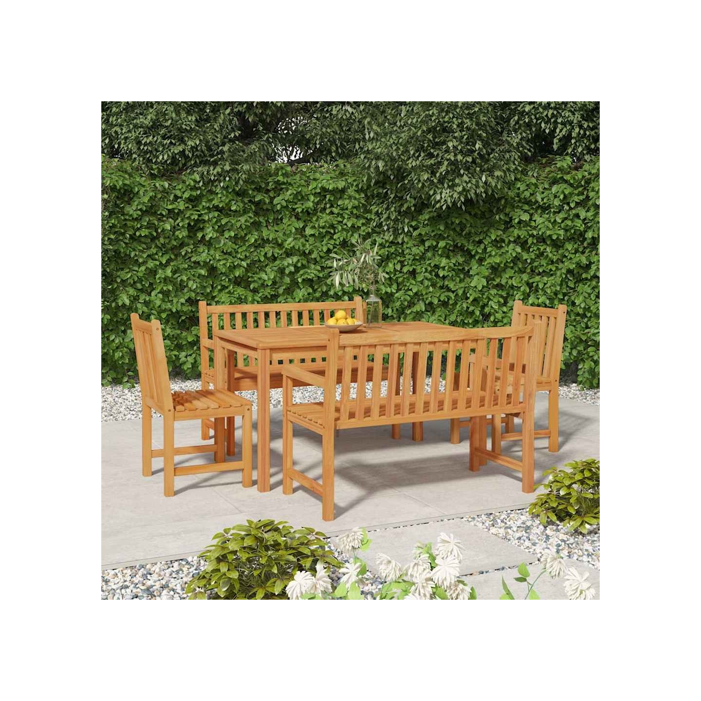 Ensemble à manger de jardin 5pcs Bois de teck massif