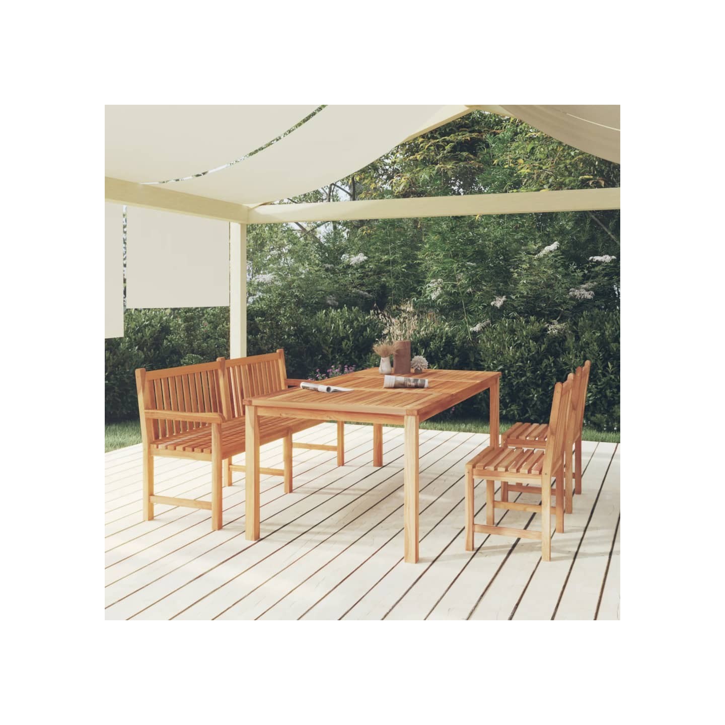 Ensemble à manger de jardin 4 pcs Bois de teck massif