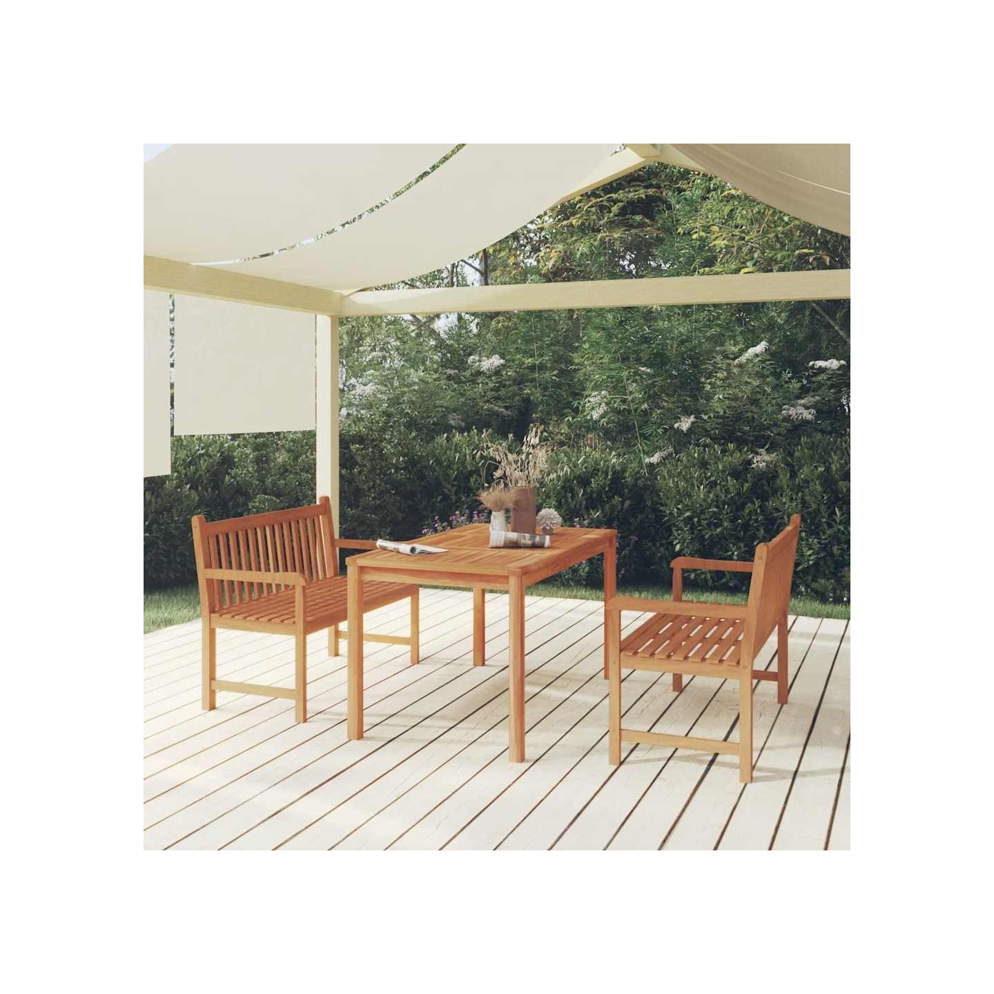 Ensemble à manger de jardin 3 pcs Bois de teck massif
