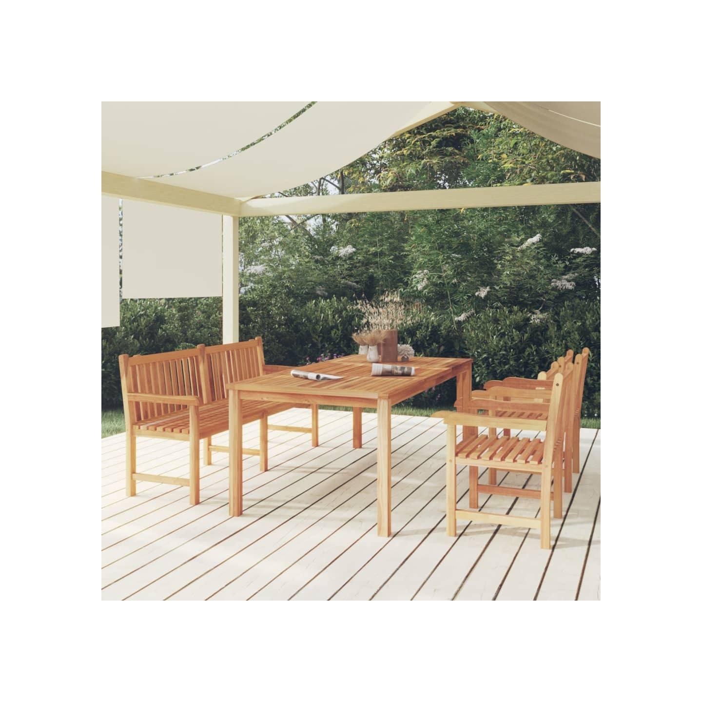 Ensemble à manger de jardin 4 pcs Bois de teck massif