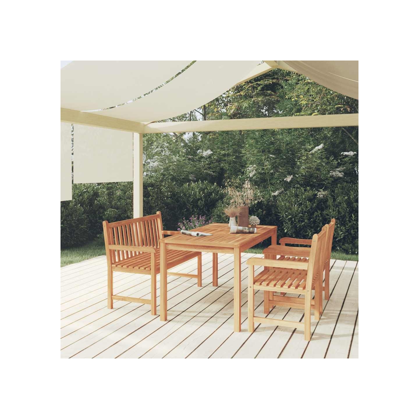 Ensemble à manger de jardin 4 pcs Bois de teck massif