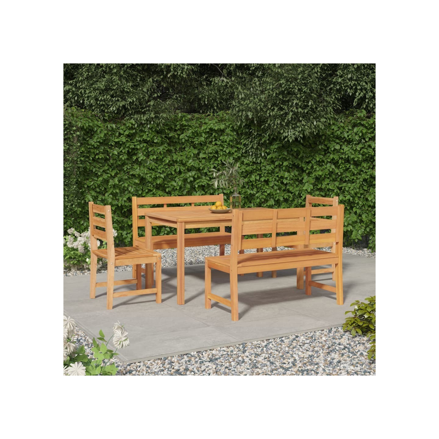 Ensemble à manger de jardin 5pcs Bois de teck massif