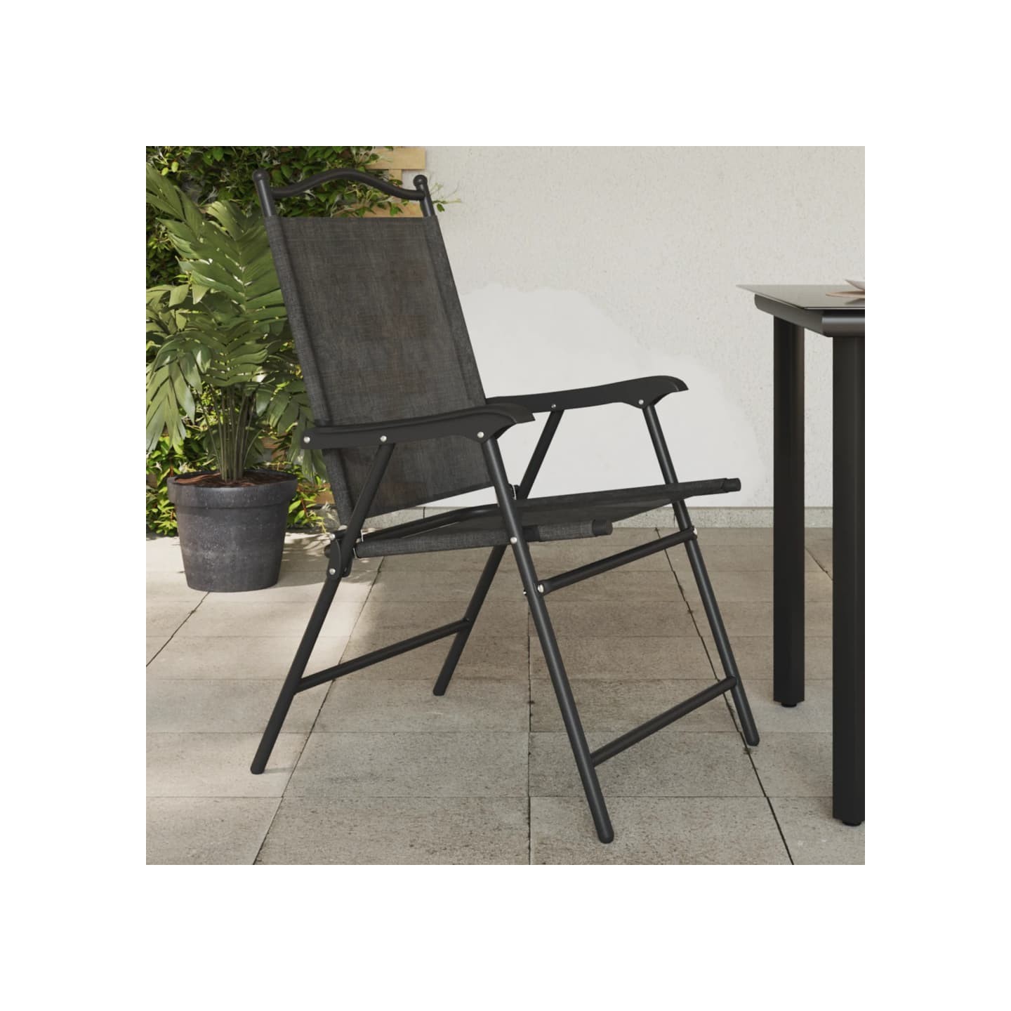 Chaises pliantes, lot de 4, gris chiné, acier et textilène